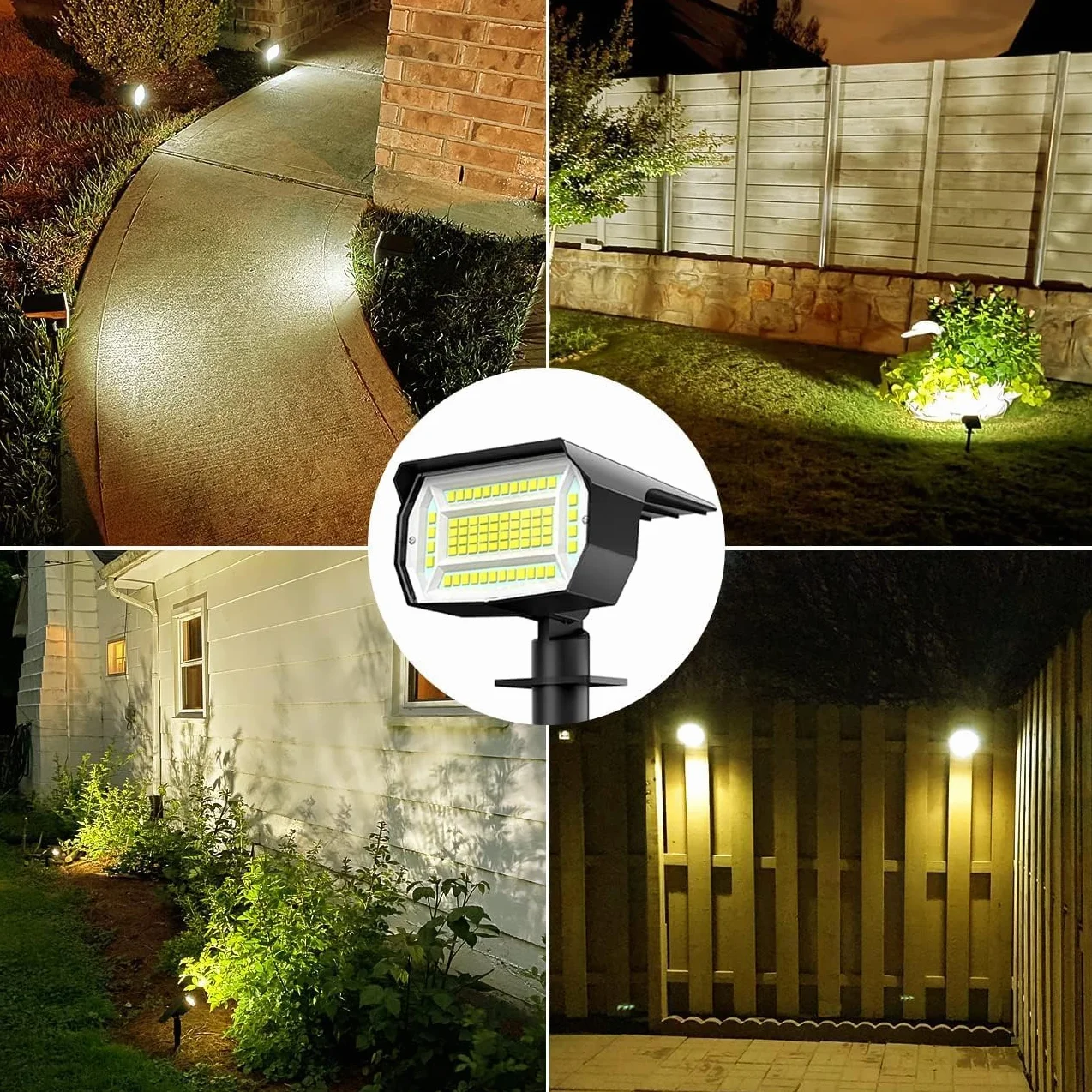 LOTMOS Luces Solares LED Exterior Jardin 4 Paquete 72LED IP65 Blanco Calido