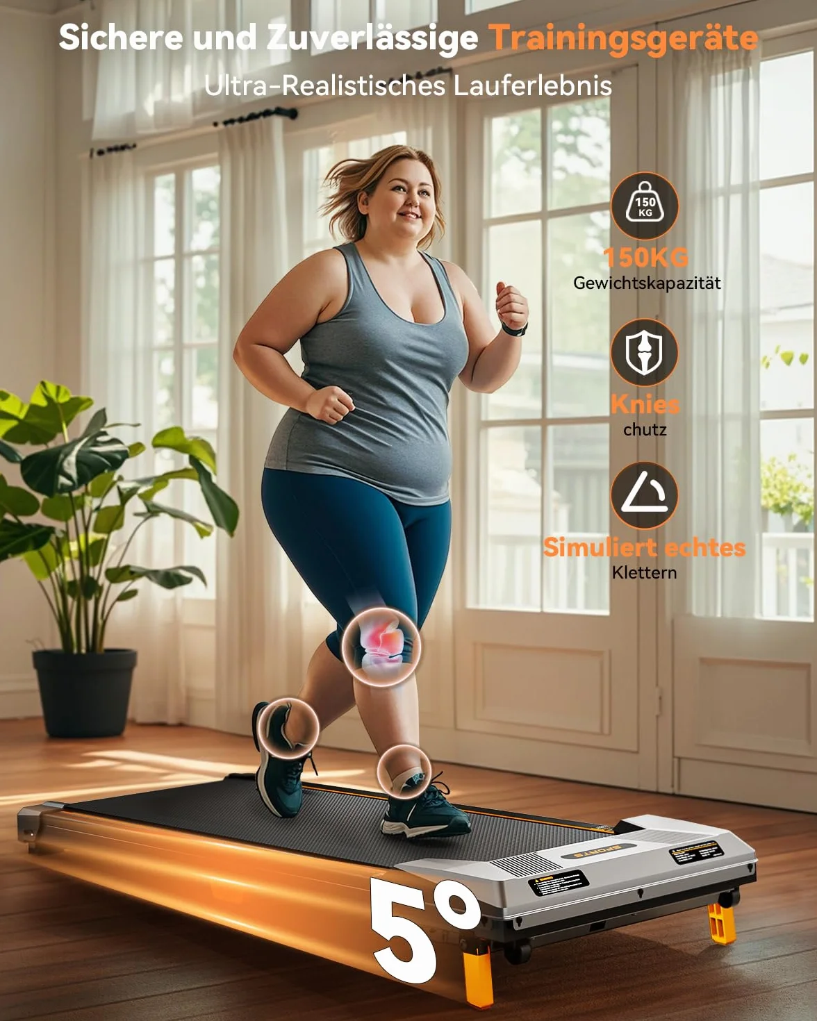 BestGod Cinta de Correr Eléctrica Plegable Walking Pad para Casa y Oficina, Cinta de Andar con Inclinación del 5%, Motor de 2,5 CV, Silenciosa con Mando a Distancia, para Caminar y Correr hasta 150 kg