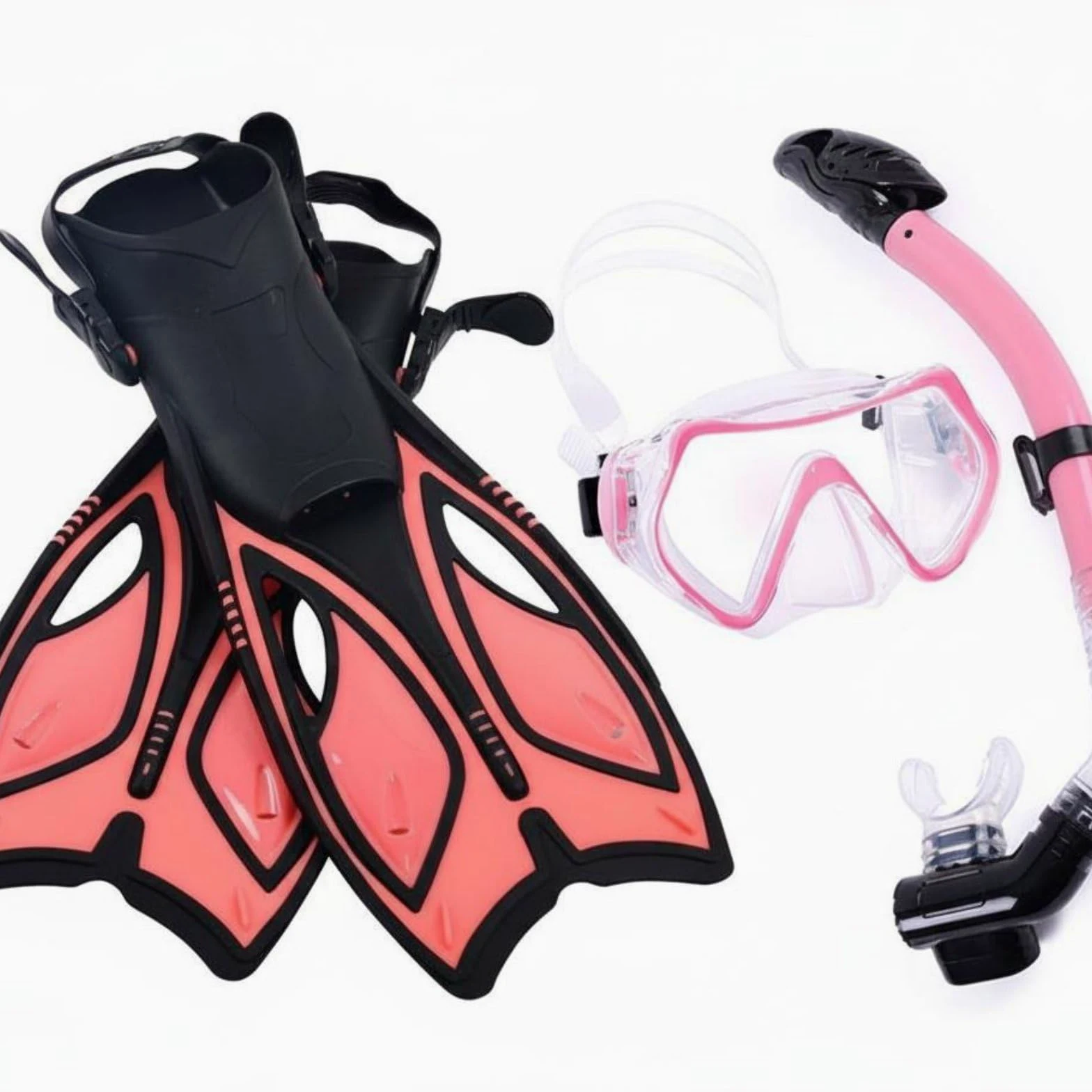 Amagogo Aletas y Máscara Equipo de Snorkel Conjunto Completo Gafas Visión Panorámica Silicona Flexible Tubo Seco Cierre Automático Aletas Ligeras Reducción de