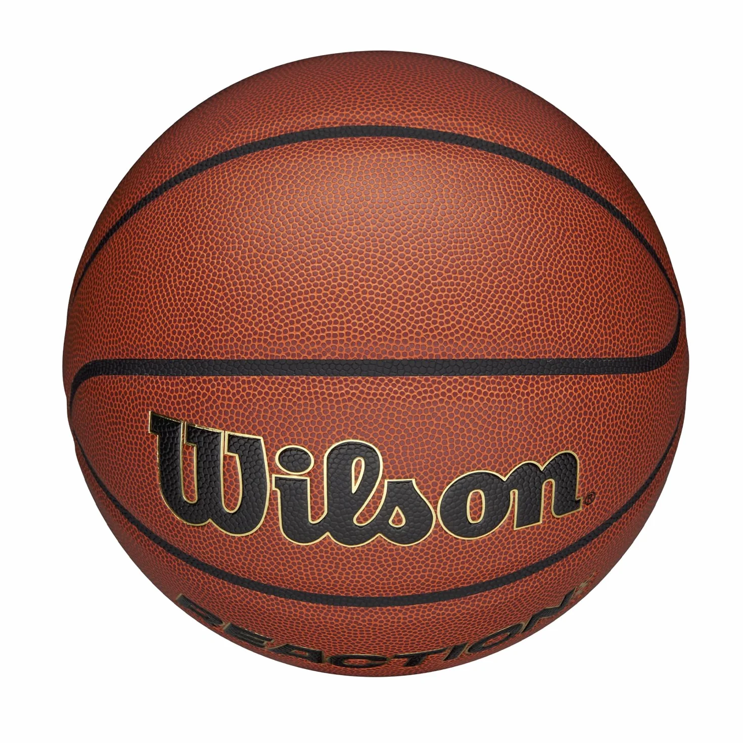 Wilson Balón de Baloncesto Reaction Pro, Marrón/Oro, Tamaño 7