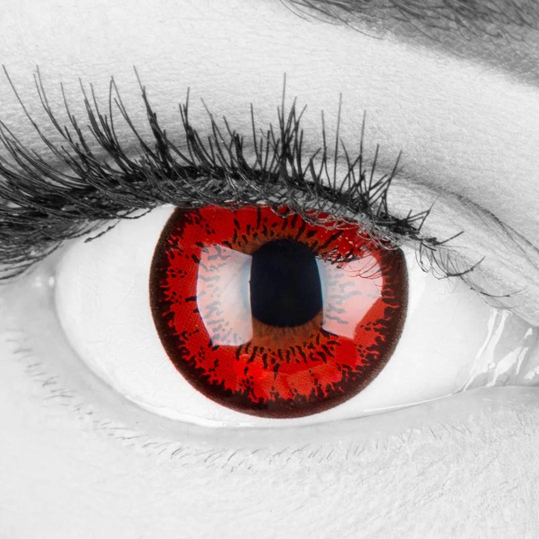 Lentillas de color rojo negro Red Flower 1 par, blandas, sin graduación, para Halloween