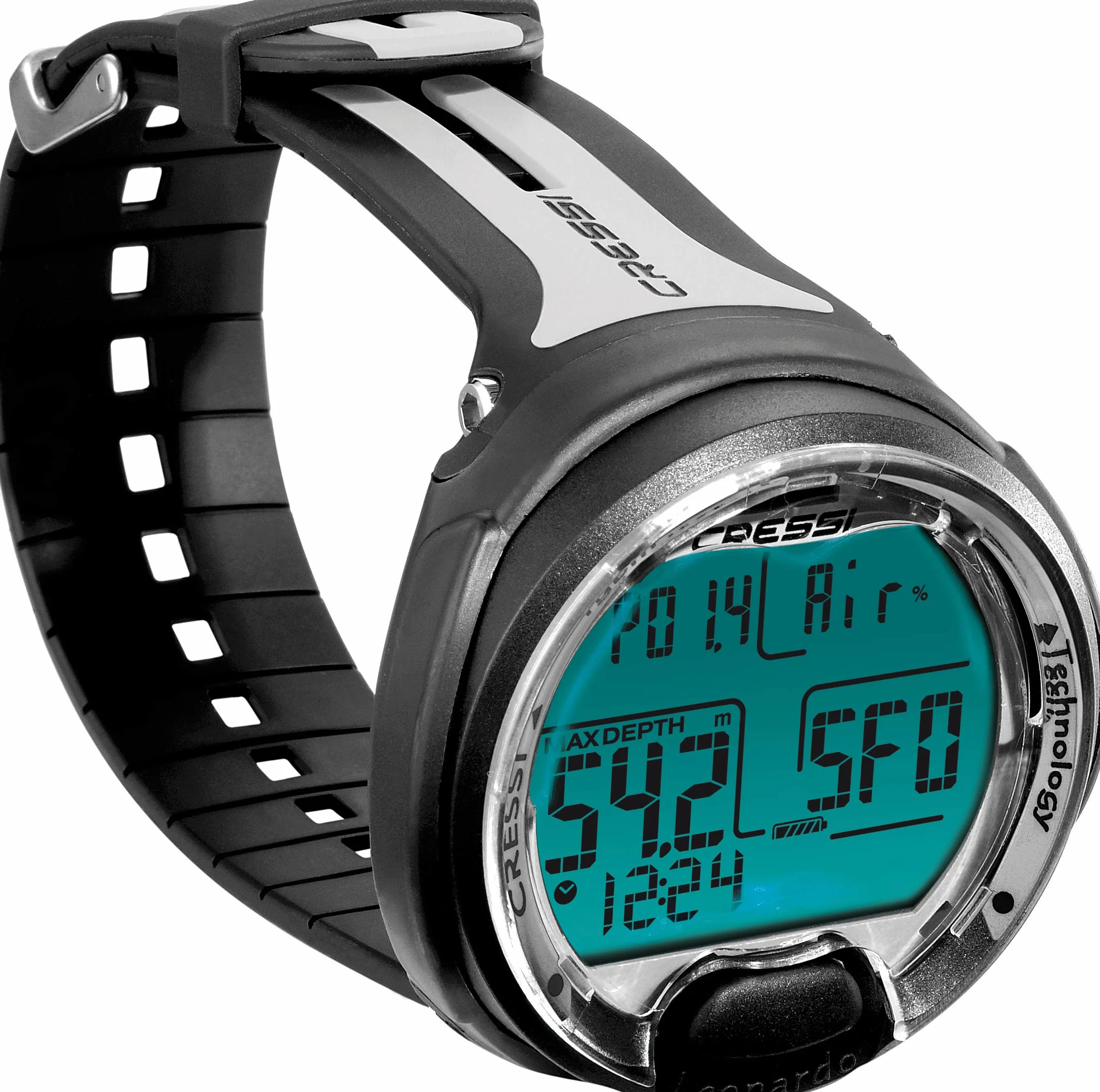 Cressi Leonardo Ordenador de Buceo, Adultos Unisex, Negro/Gris, Talla Única + Lente de Protección para Ordenador de Buceo Profesional