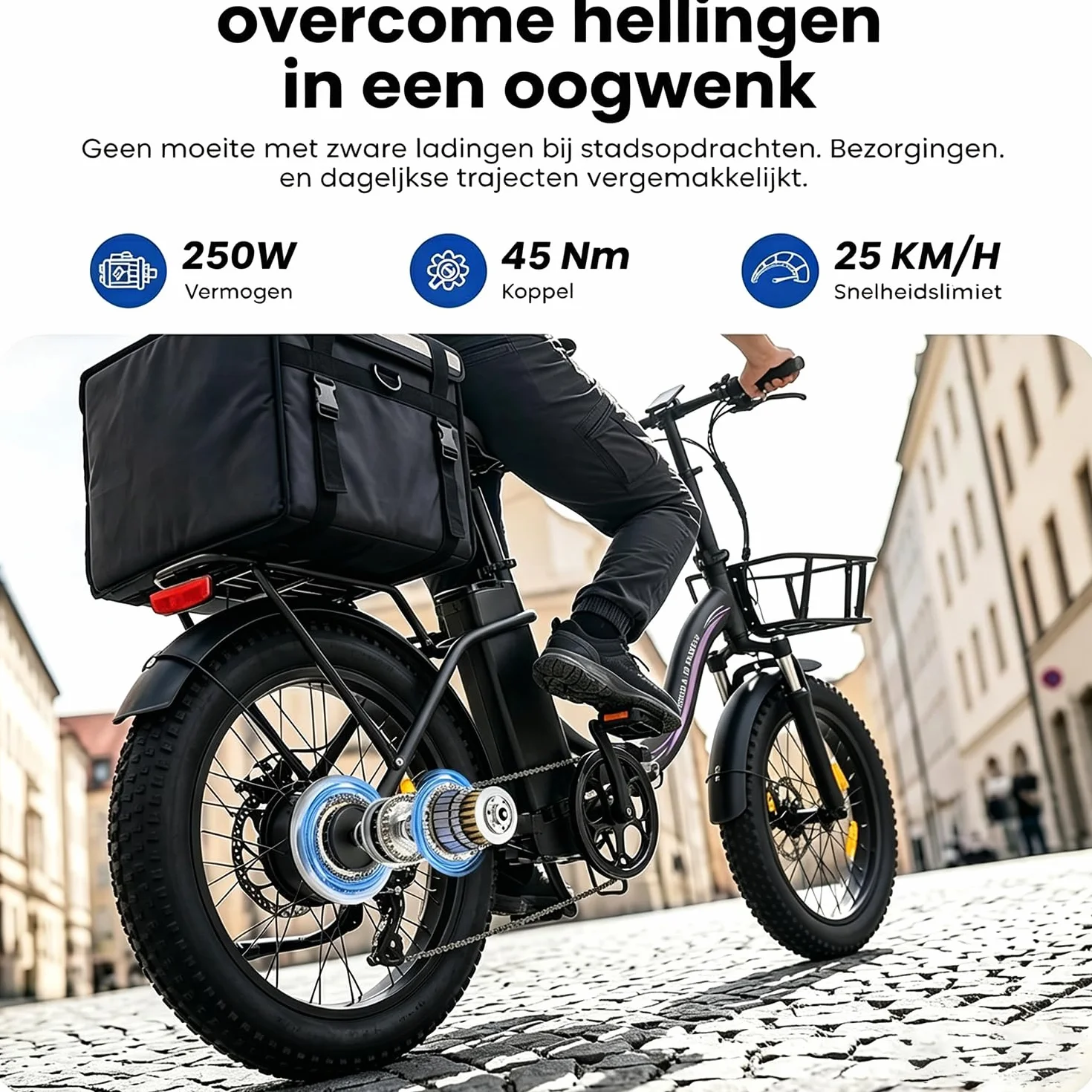 Bici Eléctrica para Adultos, 250W Bicicleta Eléctrica Plegable con 36V 13AH Batería Extraíble, Velocidad 25KM/H y Alcance 100KM, 20“ * 3.0” Fat Tyre E-Bikes para Viajeros Urbanos