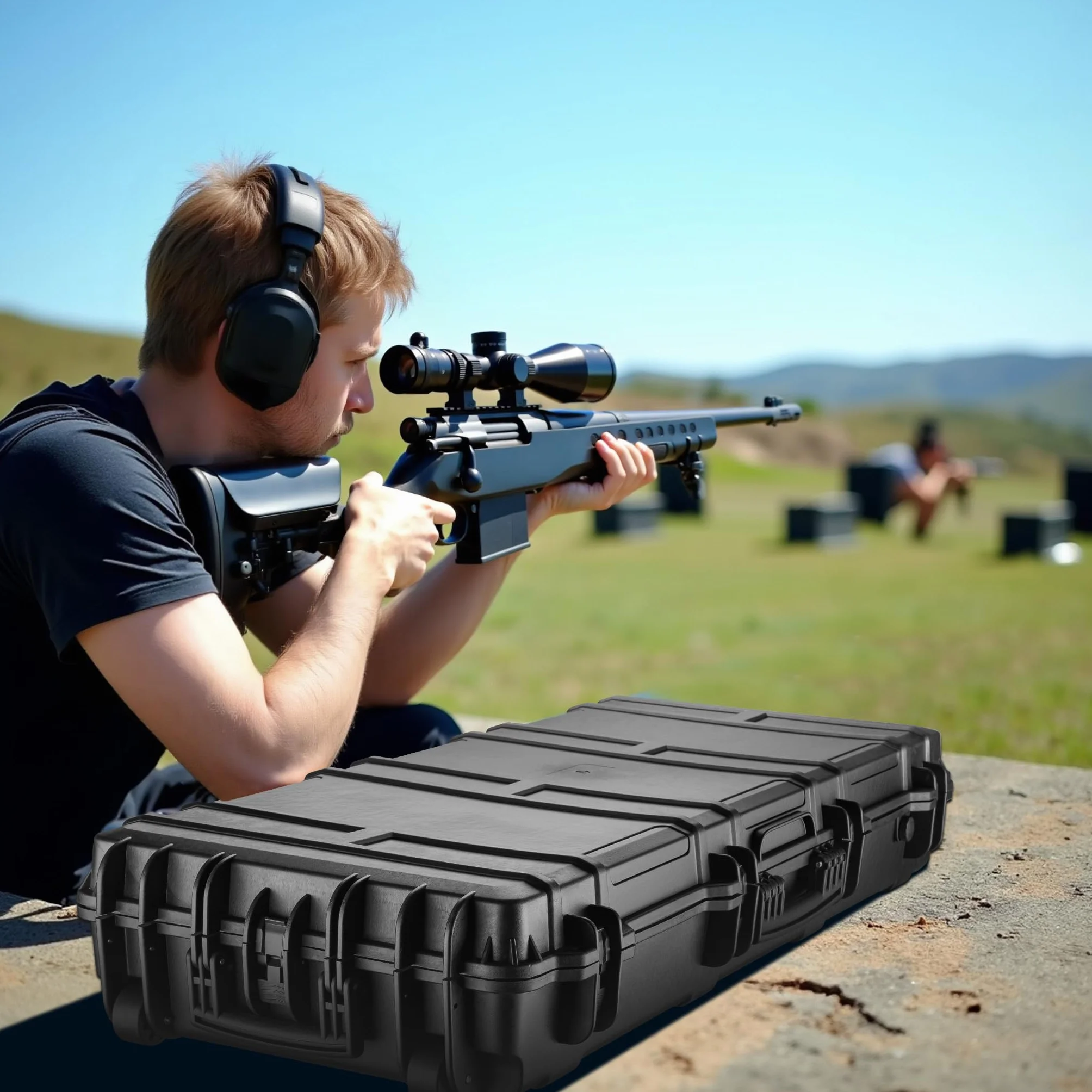 WilTec Maletín rígido 119x53x21 cm para Armas largas y Arco Impermeable IP67 con Espuma Interior PP+Fibra de Vidrio Estuche Resistente para Armas largas, Caza y arquería