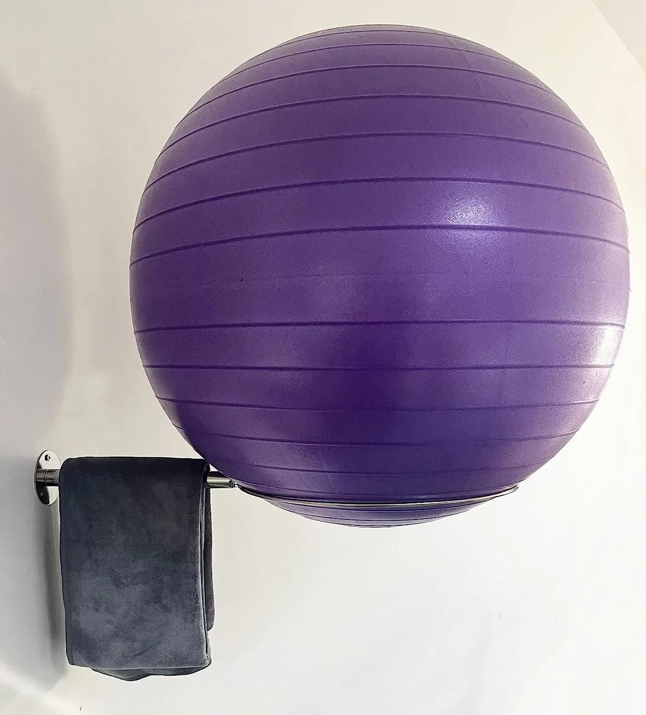 Soporte de bola de ejercicio de acero inoxidable montado en la pared, estante de almacenamiento resistente para bolas de yoga, soporte de exhibición de bolas de estabilidad