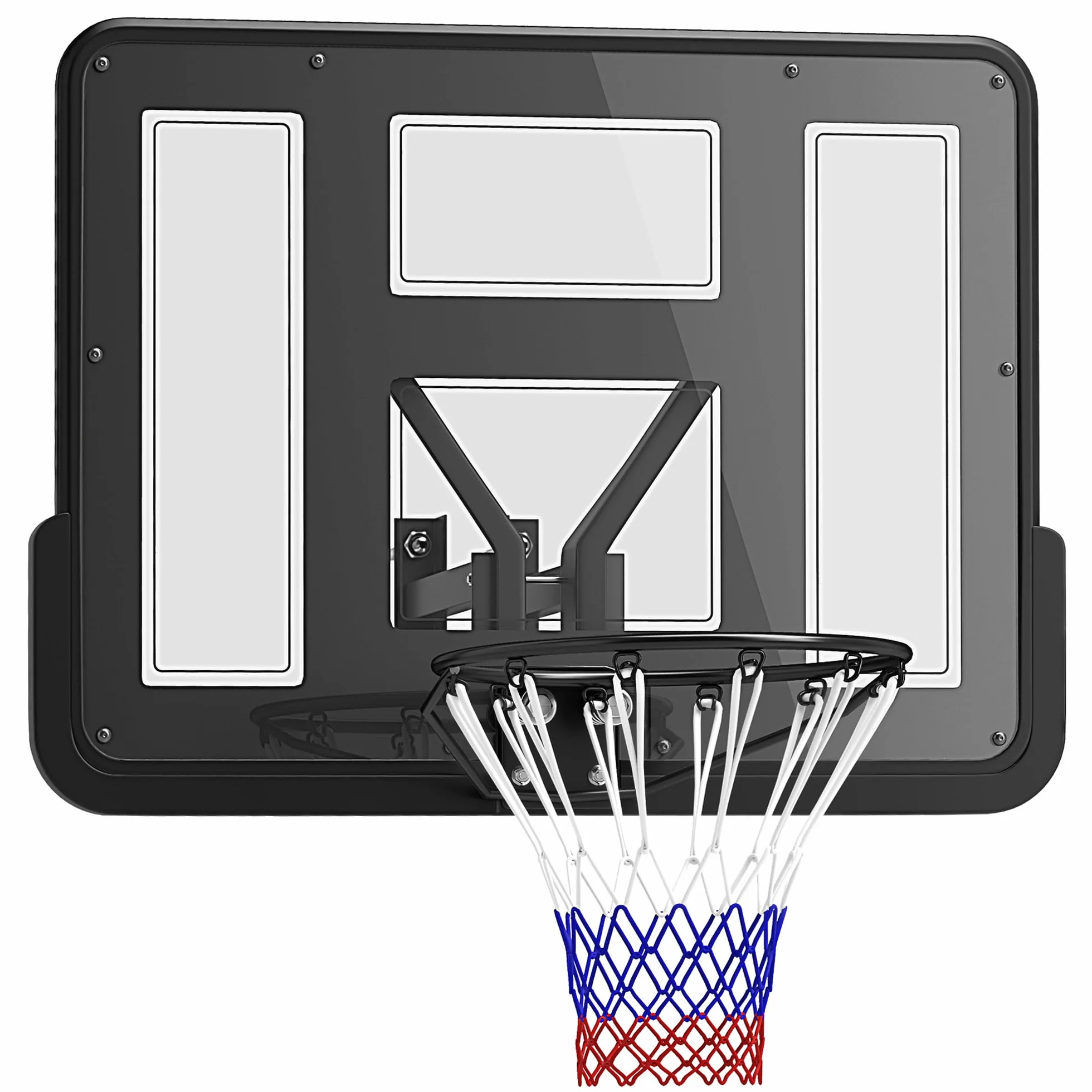 SPORTNOW Canasta de Baloncesto de Pared 110x75 cm Tablero Irrompible Red Resistente Negro