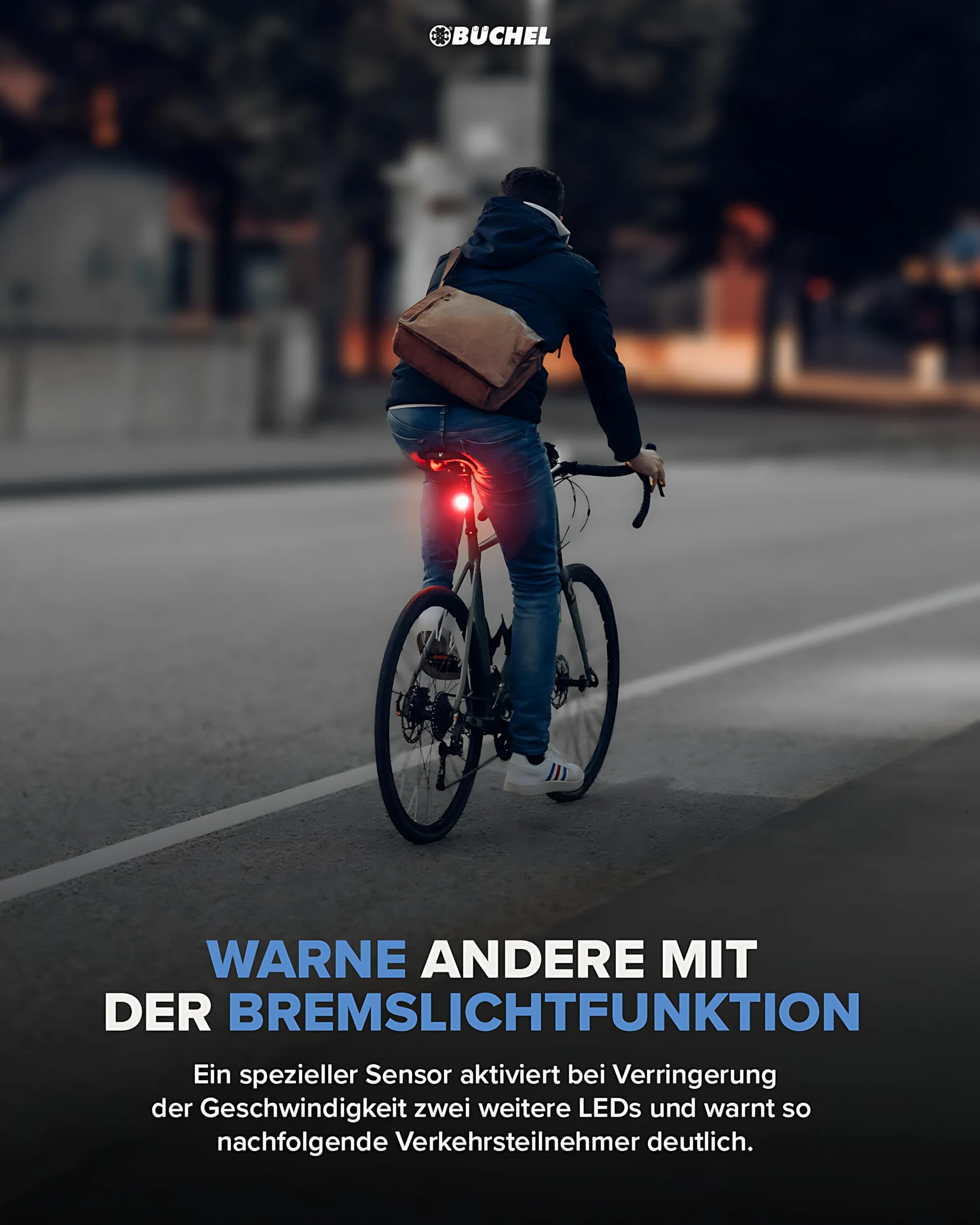 Büchel BLC 720 - Juego de Luces para Bicicleta (70/30/15 Lux, homologadas por StVZO, hasta 14 Horas de autonomía, luz LED Recargable para Bicicleta Delantera y Trasera, Micro USB)