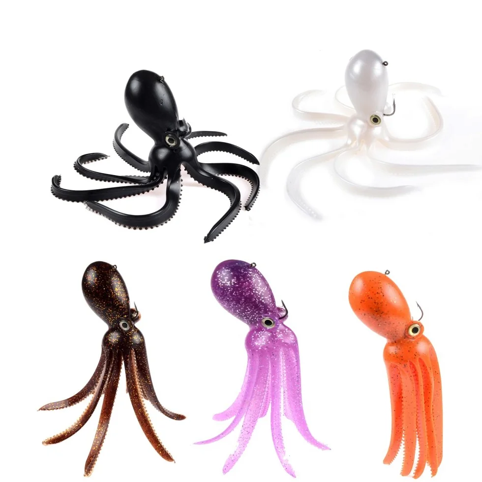 Pulpo Artificial Jig Head con señuelo con Falda de Plomo de Cola Larga para Pesca de Agua Salada Big Game (PVC, 9cm/18cm/24cm, opción