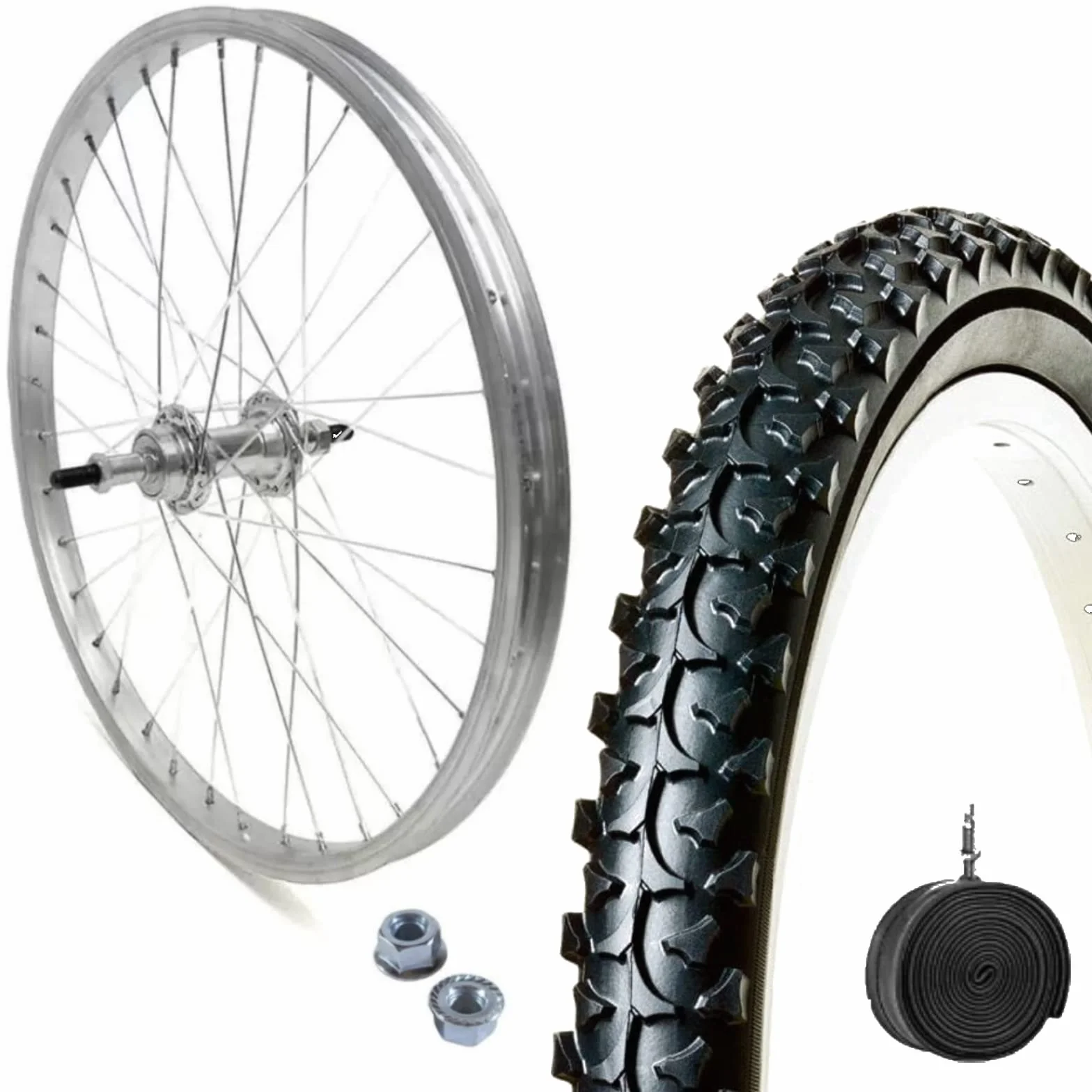Llanta trasera 26 x 1,75 + neumático MTB 26 x 1,95 + cámara de aire | Rueda completa 6/7 V para bicicleta de montaña