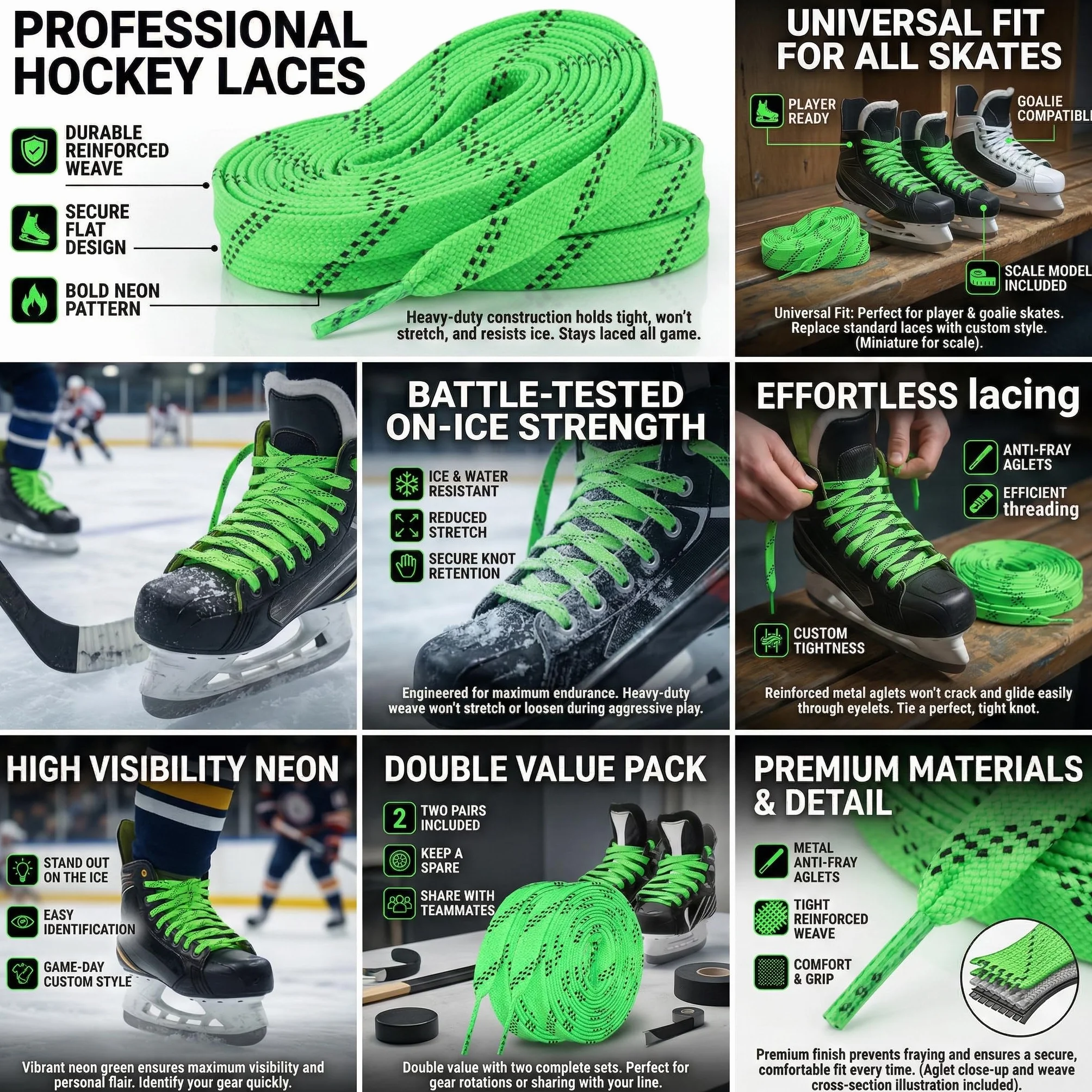 Cordones De Hockey sobre Hielo Verdes 244cm Cordones Planos Encerados Antideslizantes para Patinaje sobre Hielo Y Hockey En Línea, Cordón De Skate Encerado Resistente Al Agua