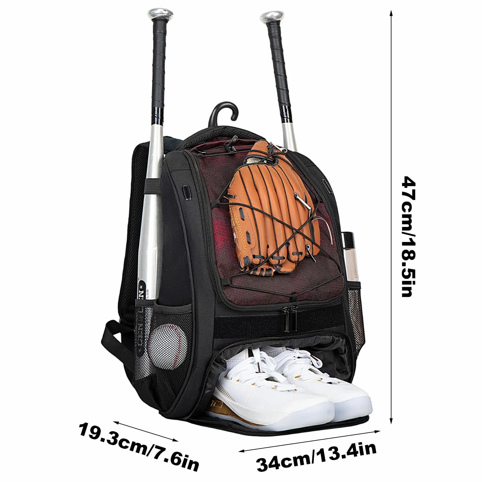 Mochila de béisbol para niños con compartimento para zapatos, mochila de sóftbol | Mochila de béisbol juvenil de gran capacidad para cascos, murciélagos, equipo para jóvenes y adultos, zapatos