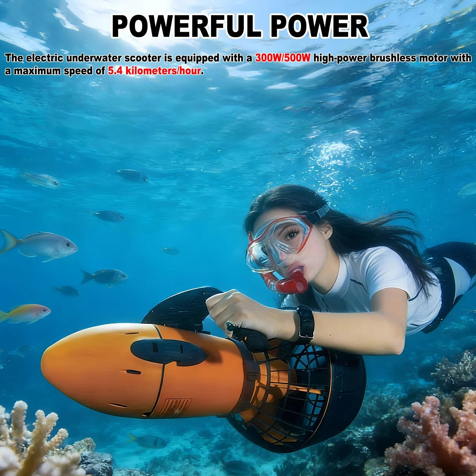 Scooter Submarino, Moto Acuática para Adultos, Propulsor Submarino, Natación, Surf, Scooter Acuático Eléctrico para Buceo, Esnórquel Y Piscina. 300W