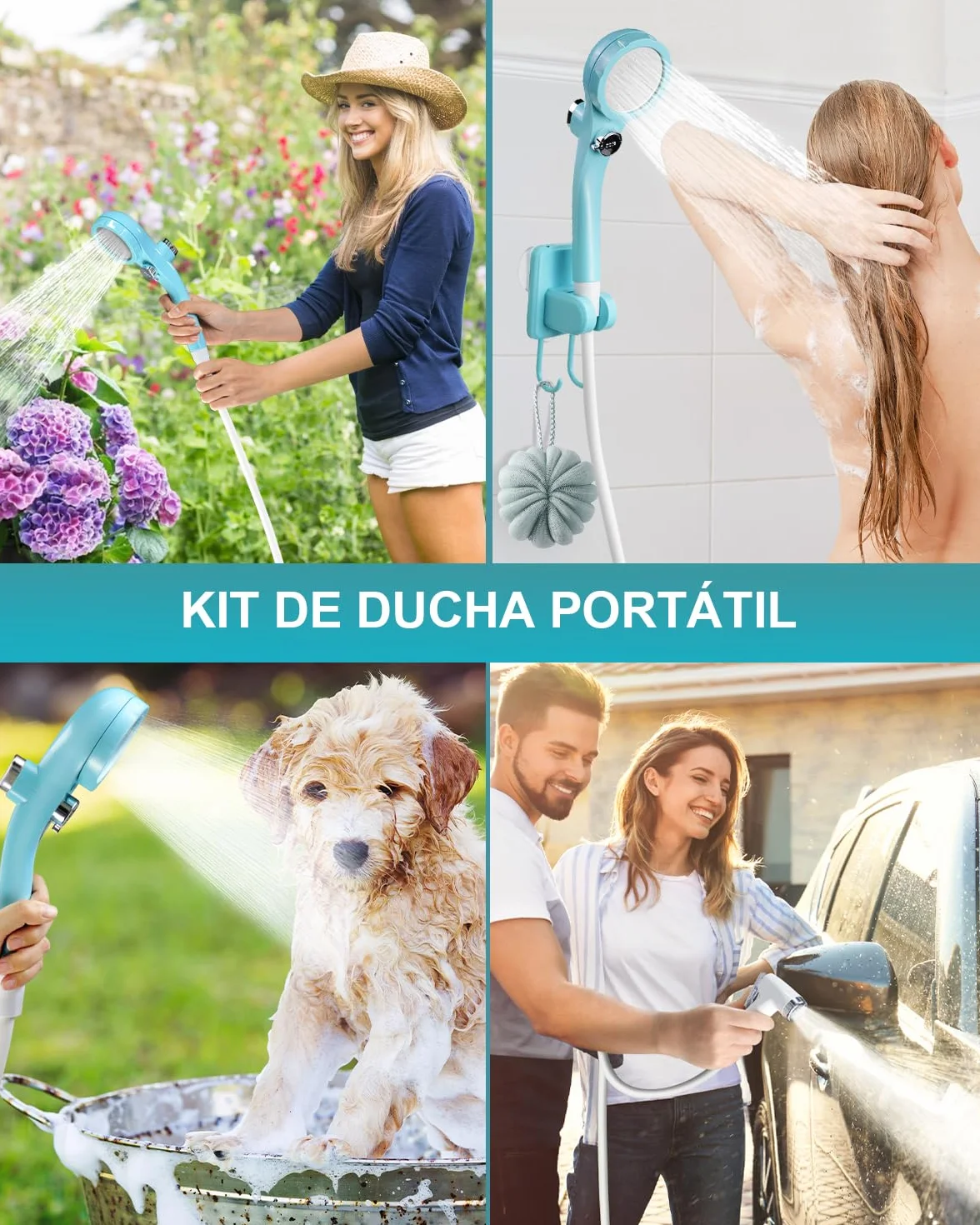 AUTOPkio Ducha Portatil Camping, Duchas Acampada Mejorada con Bomba IPX7 Impermeable & Batería 4500mAh Recargable para Senderismo, Lavado Autos, Baño Mascotas