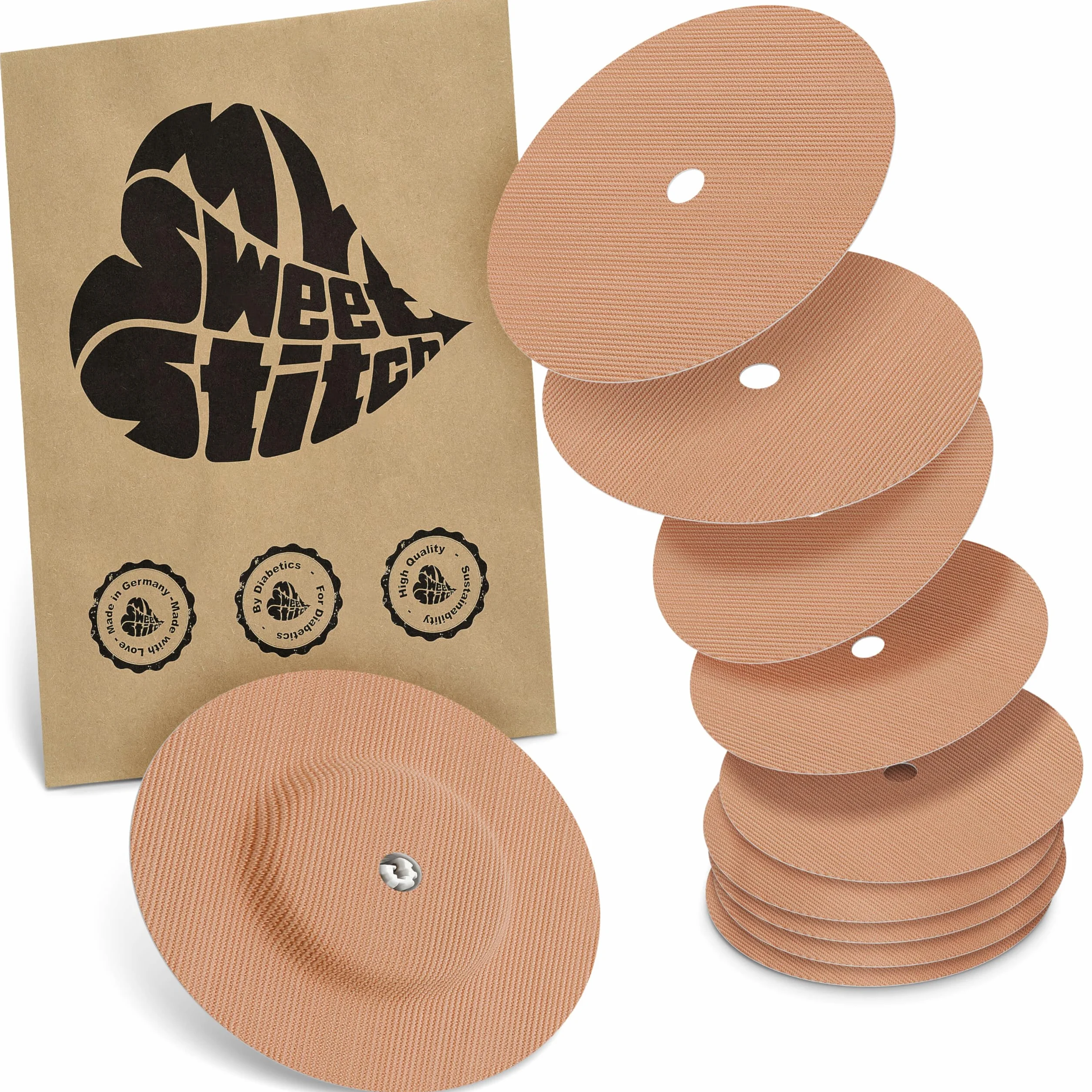 MySweetStitch Parche FreeStyle Libre 1 & 2 Redondo Ø 65 mm impermeable transpirable Beige