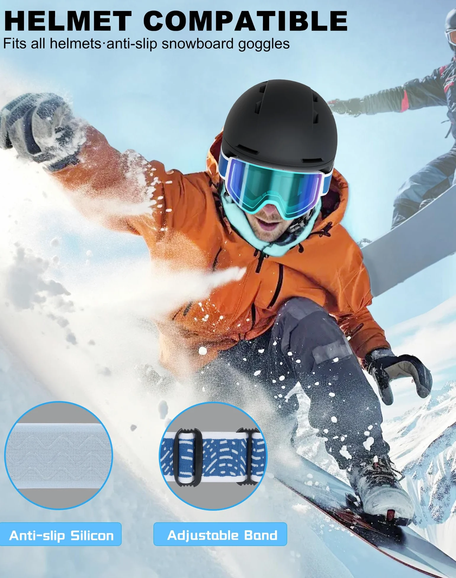 WUVB6015 - Gafas de esquí aprobadas por SGS, para nieve, snowboard, invierno, antiniebla, para adultos, jóvenes, hombres y mujeres
