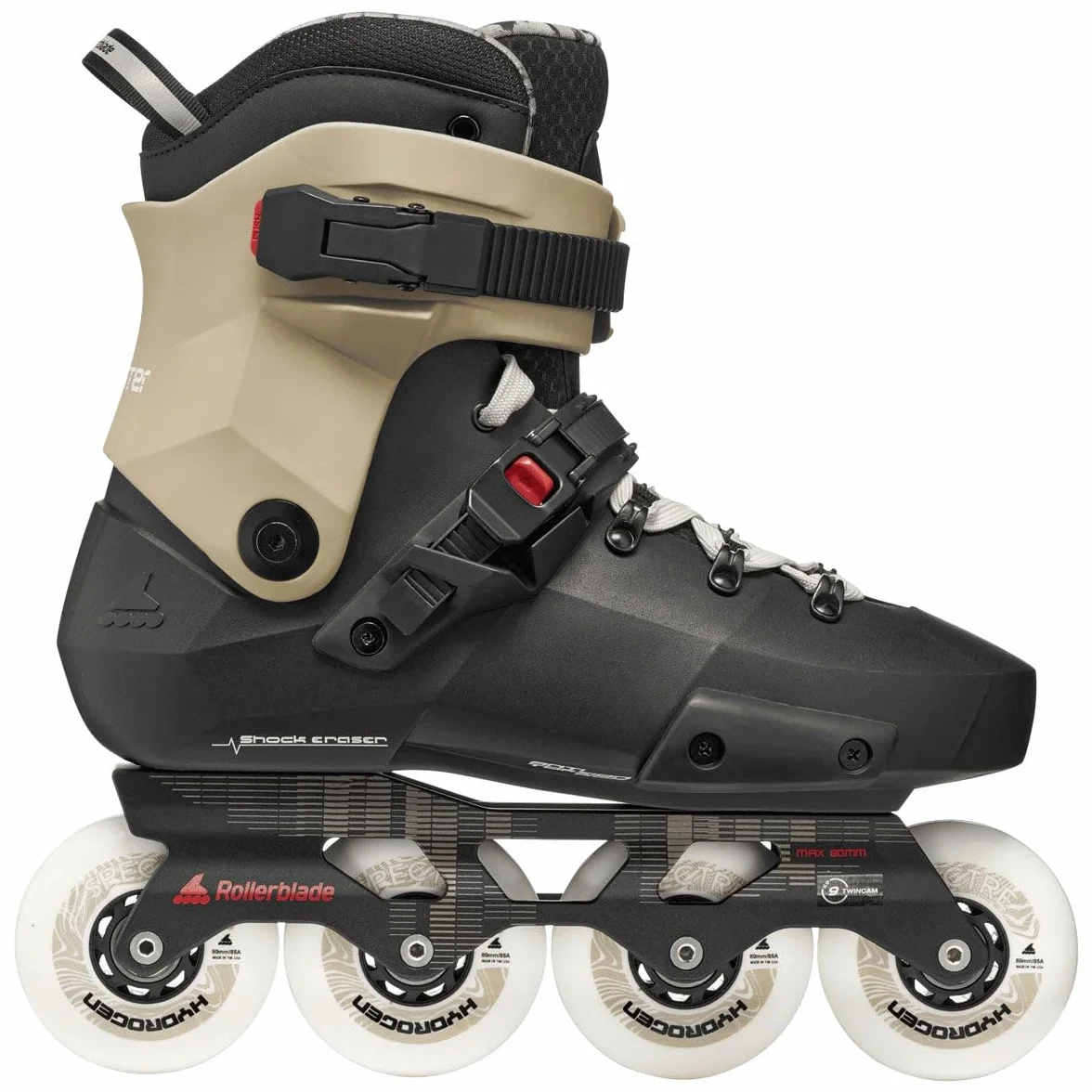 Rollerblade Twister XT Patines Freeskate Urbano Negro/Arena/Rojo con Ruedas Hydrogen Spectre 80 mm y Guía de Aluminio Extruido