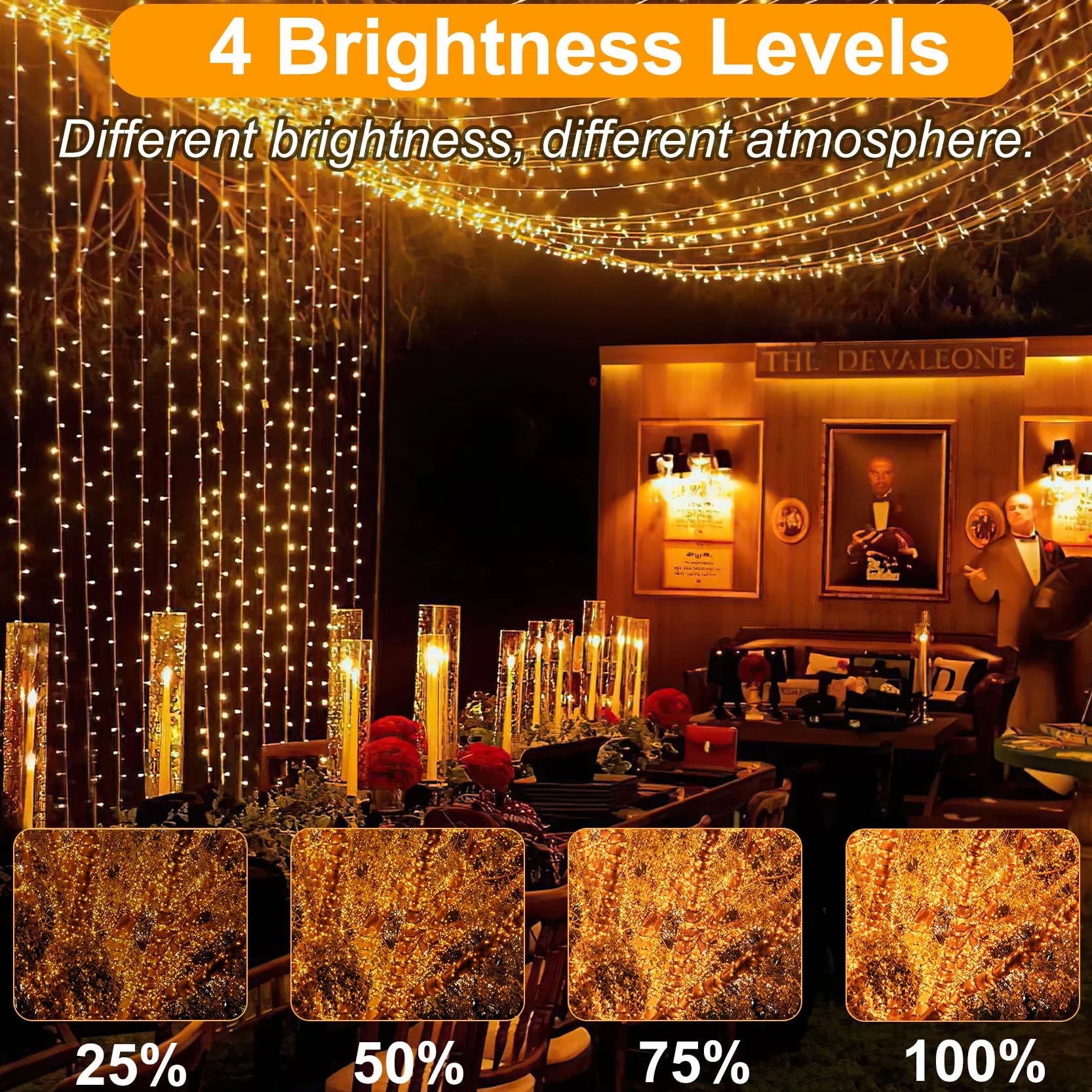 Realky Luces de Navidad 320 LED 38.2M 8 Modos con Control Remoto Blanco Cálido
