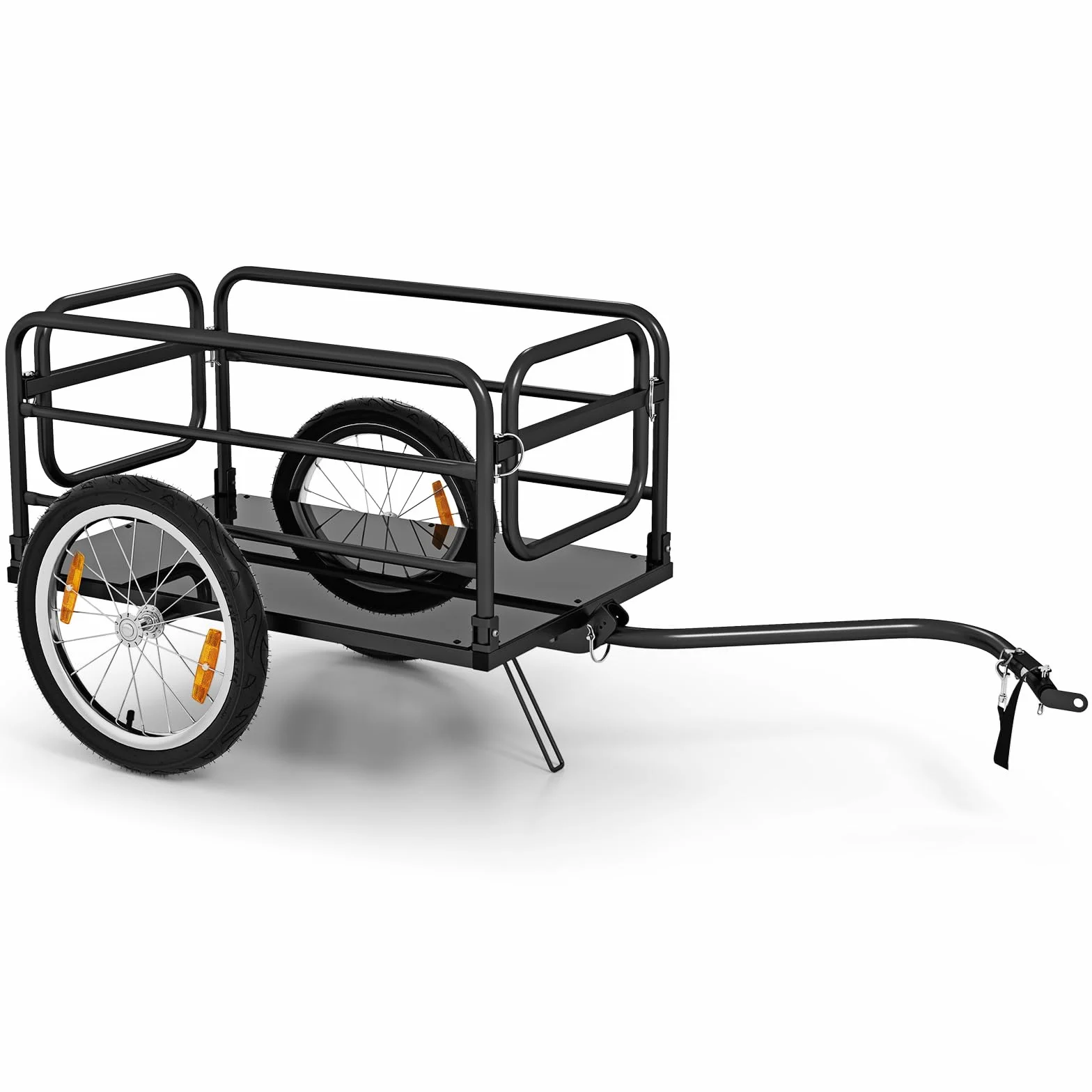 COSTWAY Remolque de Carga para Bicicletas Carga 60kg, Remolque de Bicicleta con Funda de Tela Oxford, Ruedas Inflables de 41 cm y Marco Plegable, Remolque para Bici de Transporte para Camping