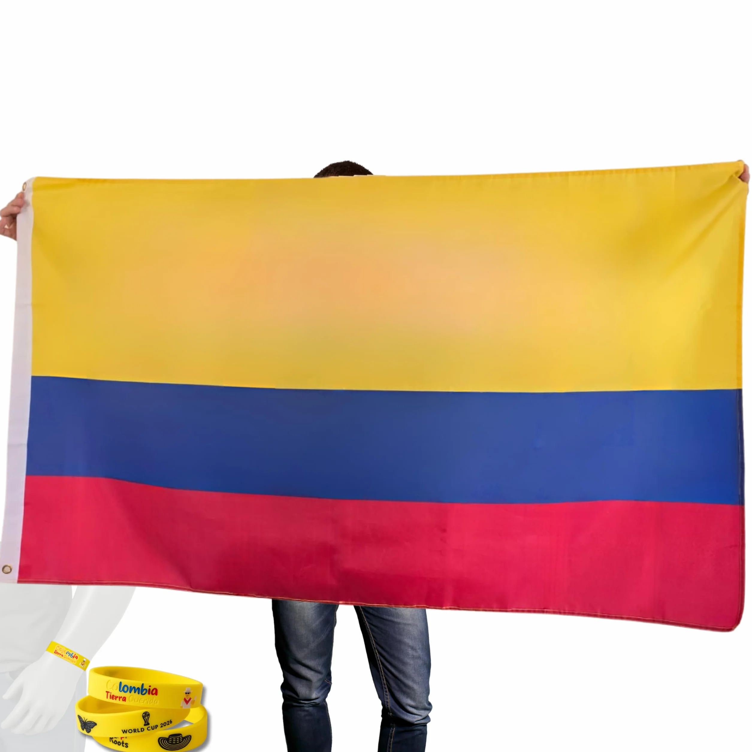 Bandera Colombia Grande 90x150 cm Poliester 100 Denier Decoración Mundial 2026