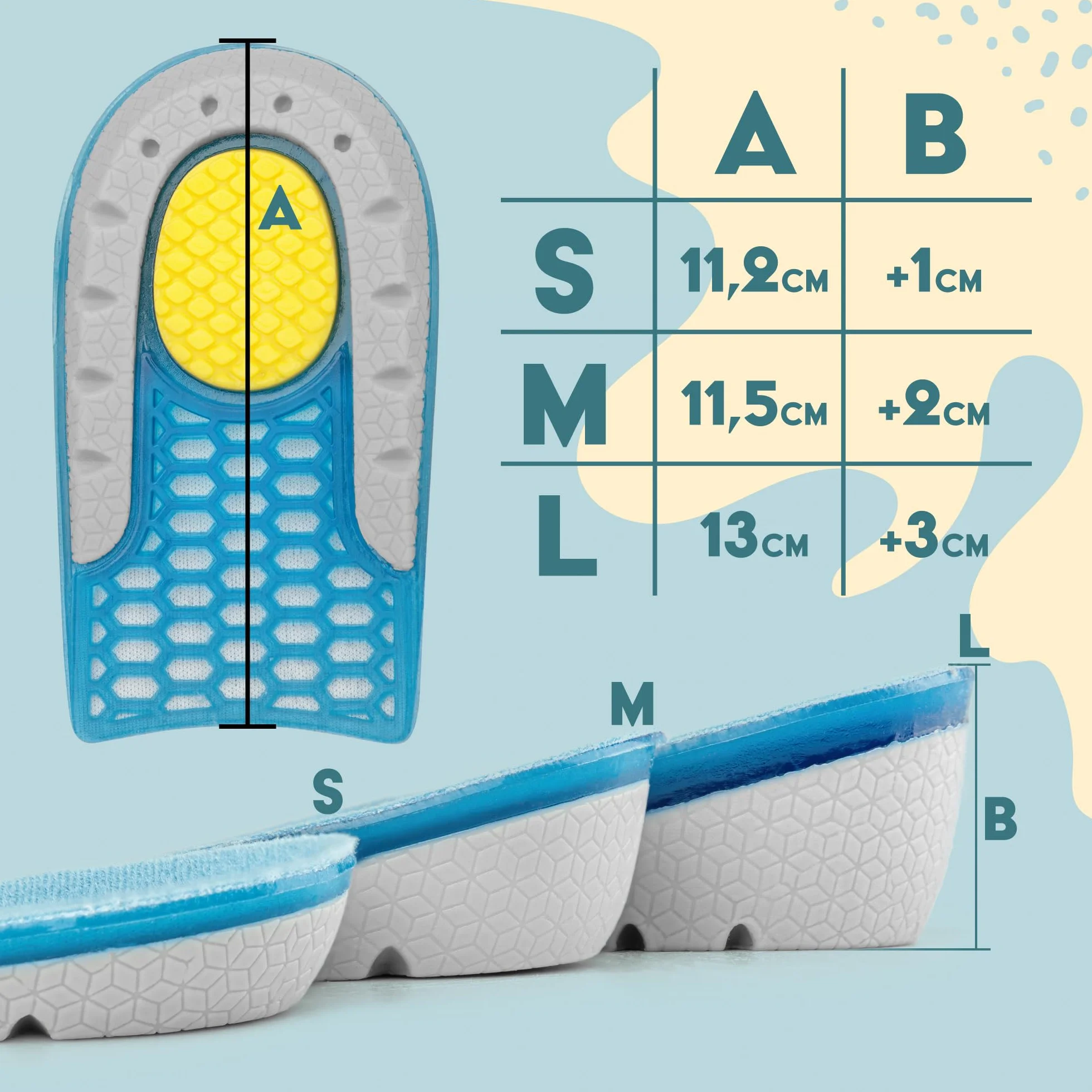 Sulpo Plantillas Talon Para Espolon Calcaneo Diferencia Longitud Piernas Cuña Eva Soporte Ortopédico 1 cm 1 par