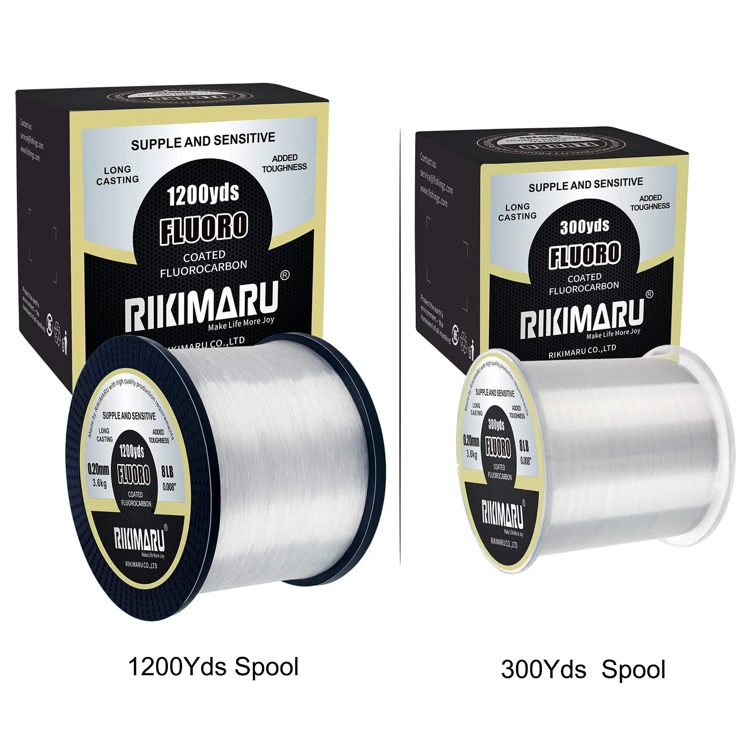 RIKIMARU Fluoro - Línea de Pesca 100% Suave con Revestimiento de fluorocarbono