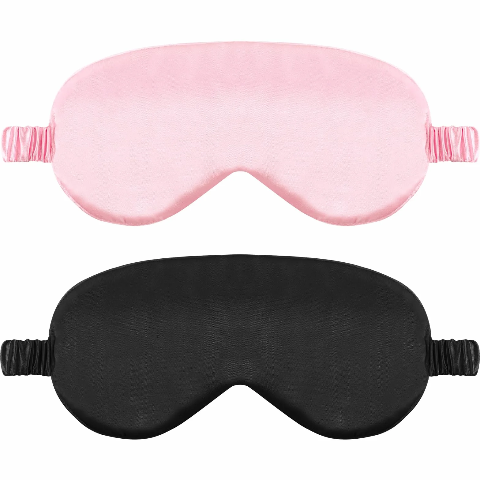Máscara para Dormir de Seda Suave con Correa Elástica - Paquete de 2 - Negro Rosa