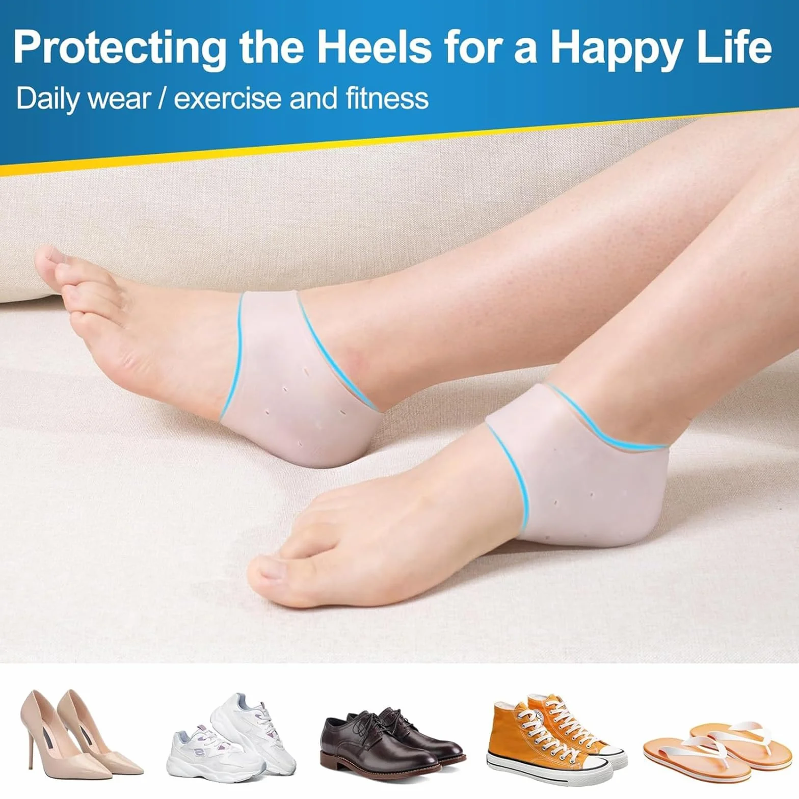 Protectores de Talón de Silicona, Protector Talon Zapato para Fascitis Plantar, Espolones Tacón