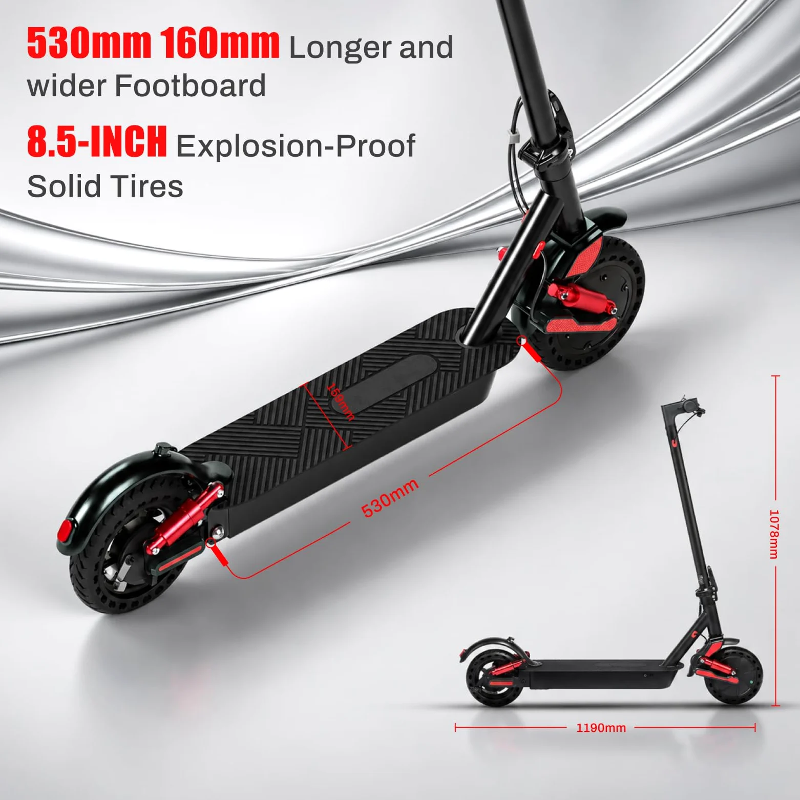 HX D06 Patinete Eléctrico Adultos, Doble Suspensión, 500W 16Ah/25Ah E Scooter para Ciudad y Off-Road Ligero, Autonomía Máxima 55-85 km, Pantalla Multifunción - Neumático Macizo 8.5"