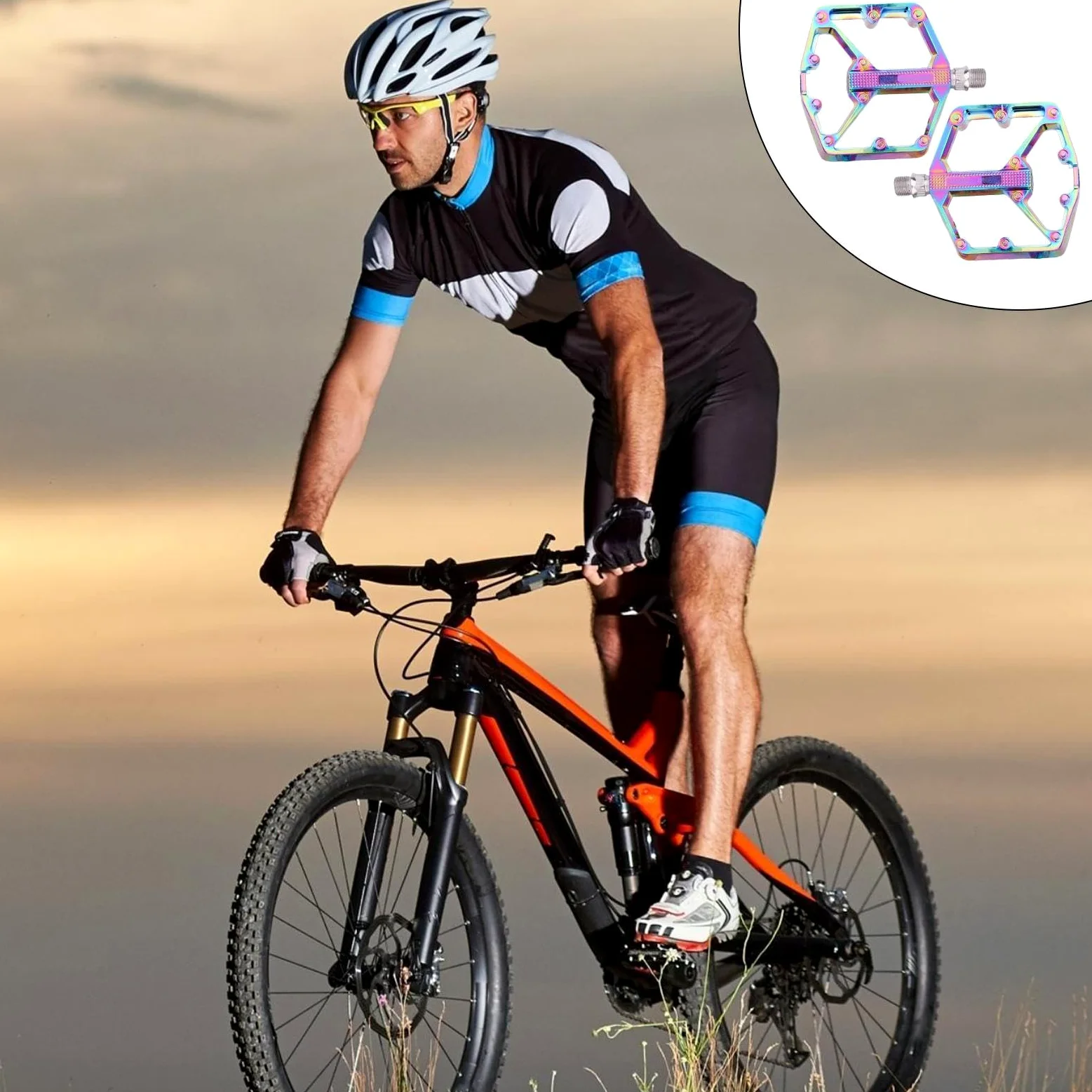 Pedales para ciclismo, rodamientos deslizantes de aluminio | Pedales de bicicleta con pasadores antideslizantes | Para ciclismo, exterior, viajes, senderismo, entrenamiento, entrenamiento de bicicleta