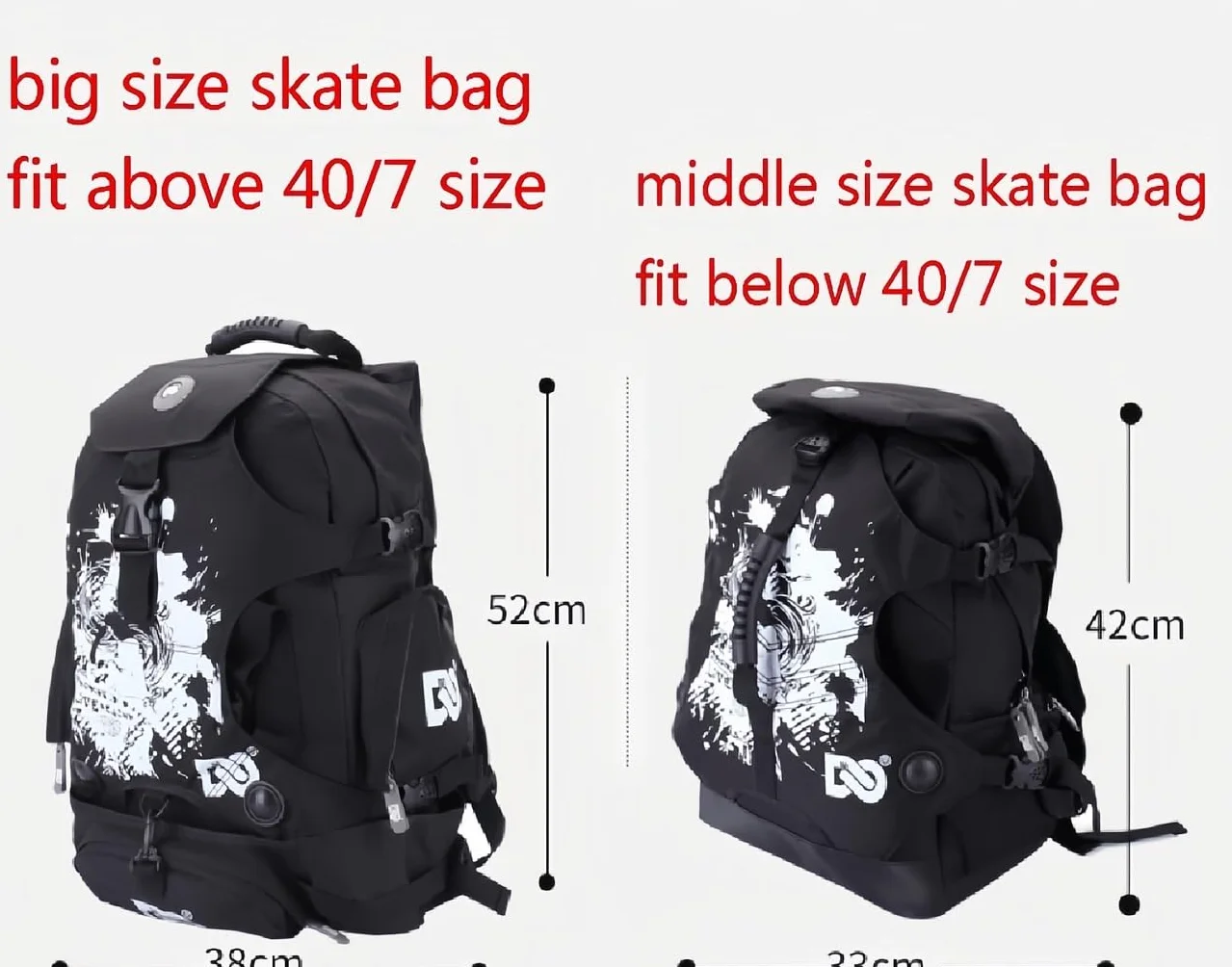ZBH1985 Mochila para Patines con múltiples Compartimentos – Almacenamiento Externo para Patines en línea, Quad, artísticos y Zapatos de Patinaje sobre Hielo