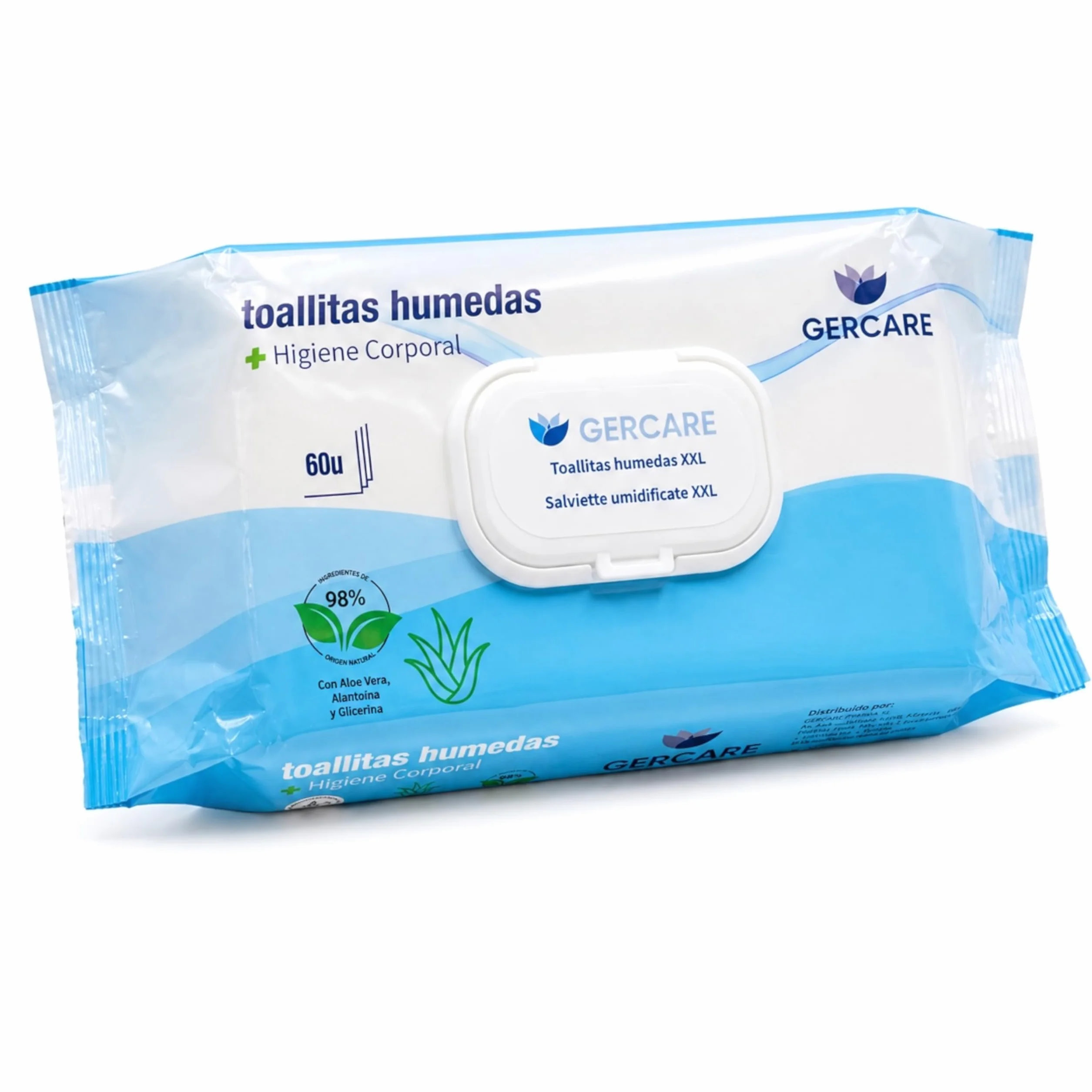 Toallitas Húmedas Adultos XXL Aloe Vera 180 Unidades (3x60) Higiene Corporal Extra Grandes Suaves Resistentes
