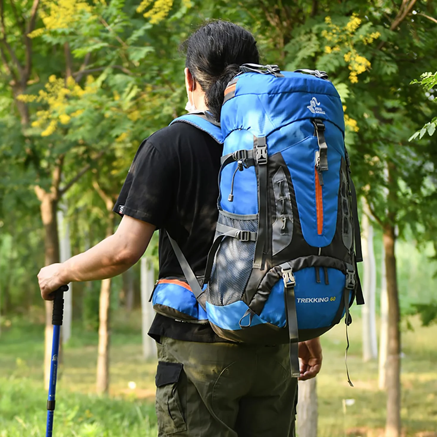 Bseash Mochila de senderismo ligera impermeable de 60L con cubierta de lluvia, mochila deportiva al aire libre para escalada acampar y turismo
