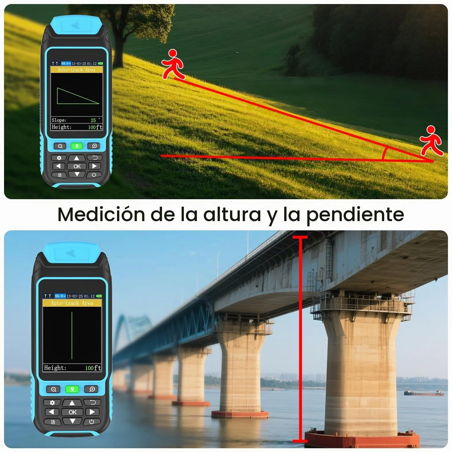 Equipo GPS de Topografía Portátil, Equipo de Medición Yerrestre Robusto y de Alta Precisión para Terrenos Montañosos, Tierras Agrícolas, Bosques, Ranchos y Minería Lacustre