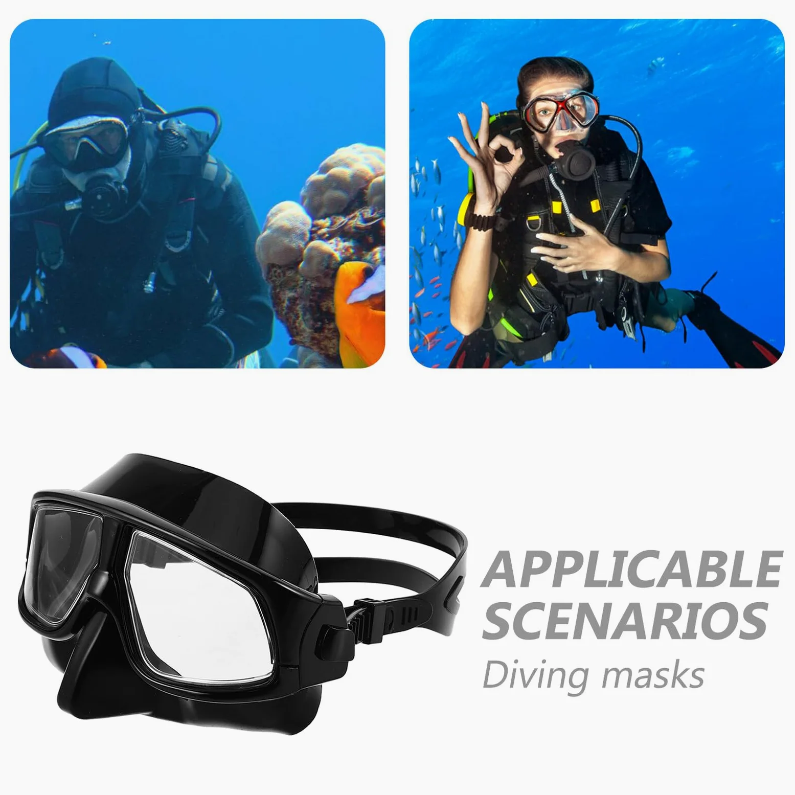 Máscara de Buceo Snorkel Ajustable para Adultos Gafas de Buceo Profesional Volumen con Amplia Visión para Natación y Snorkeling