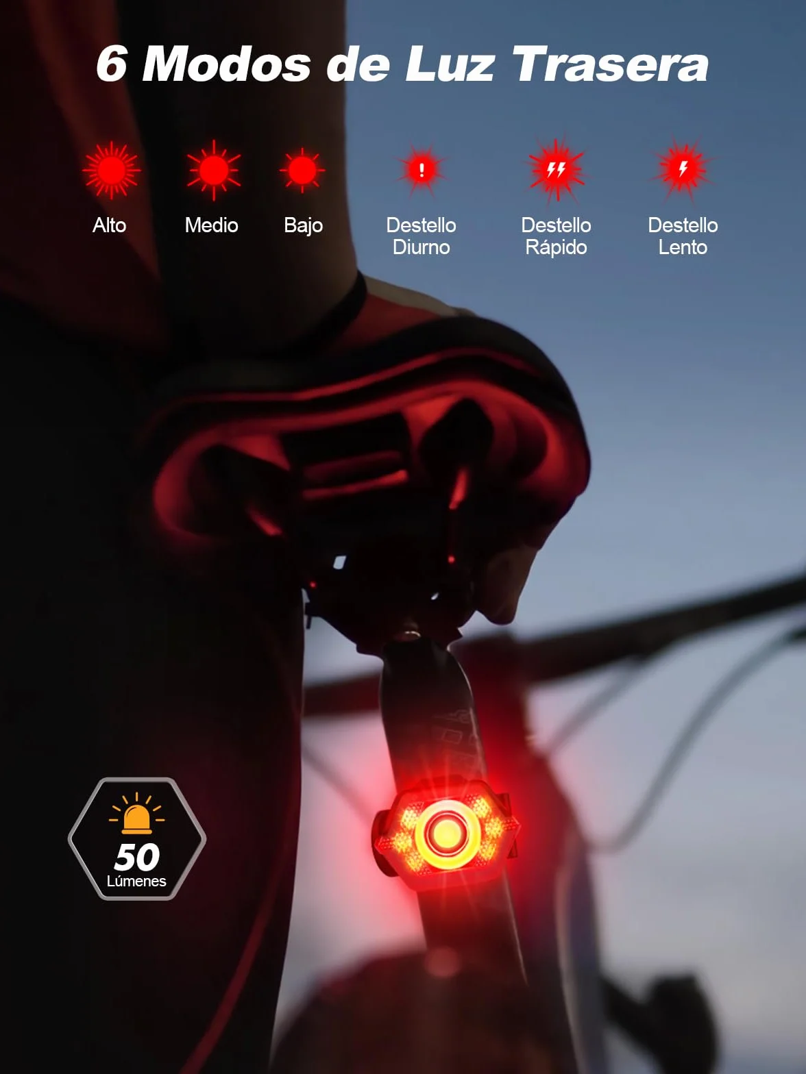 Glangeh Luces Bicicleta Delantera y Trasera Recargables Súper Brillantes, 4+6 Modos Luz Bicicleta Delantera LED,Luces Laterales, IP65 Impermeable- Accesorios Iluminación Bicicleta para Día/Noche Niños