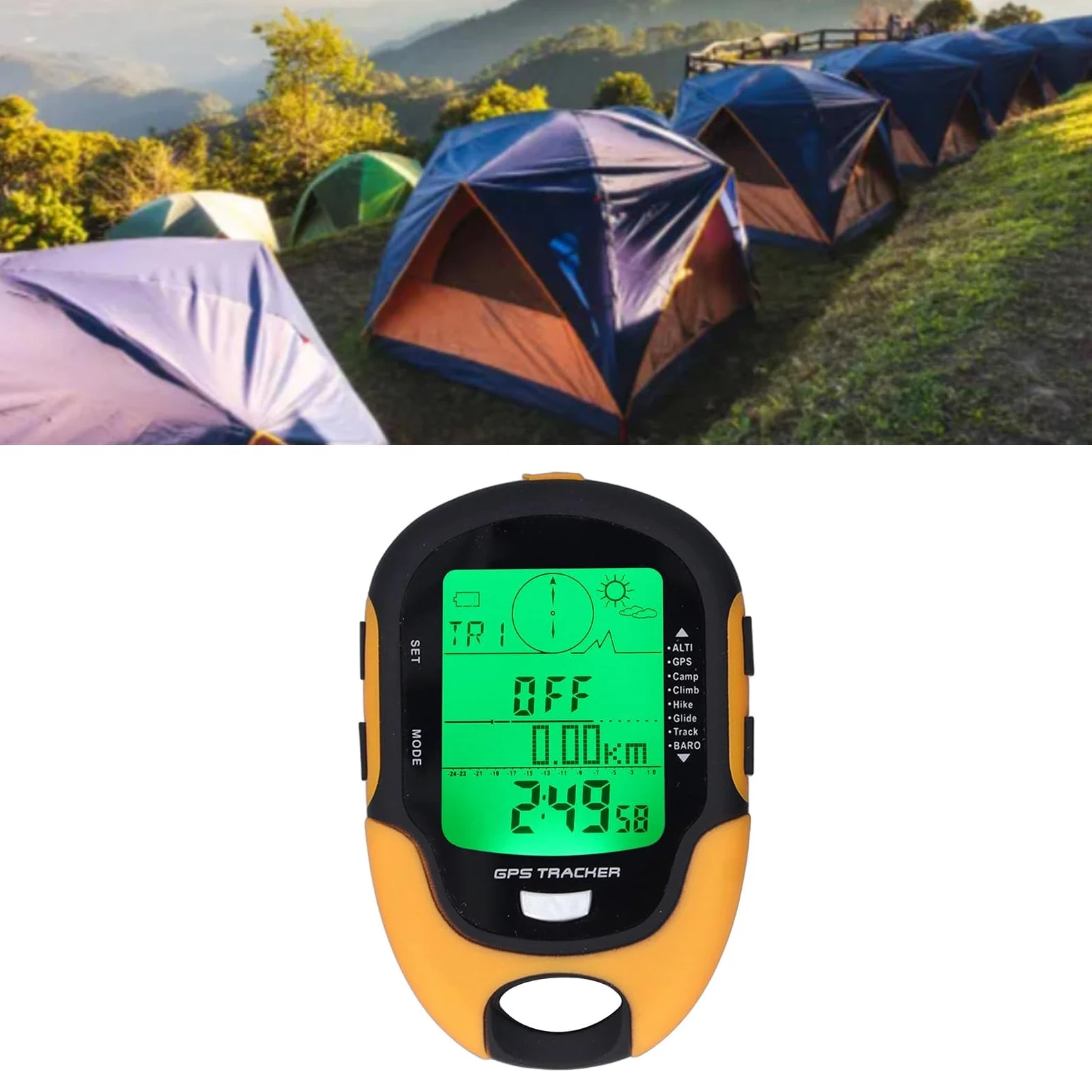 HERCHR Altímetro Digital, medidor Multifuncional GPS, termómetro de Mano portátil, higrómetro, brújula Digital a Prueba de Agua para Coche, Senderismo, Camping