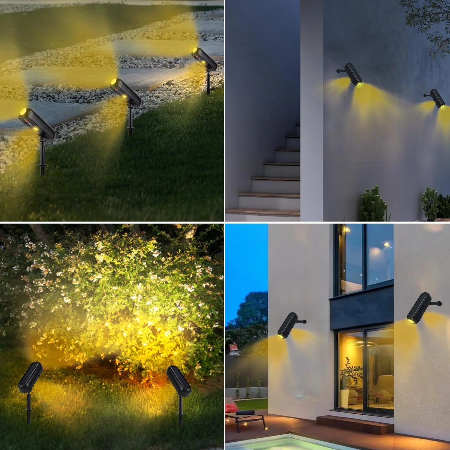 T-SUN 4 Piezas Luces Solares Exterior 3000K IP65 Impermeable 360° Ajustable