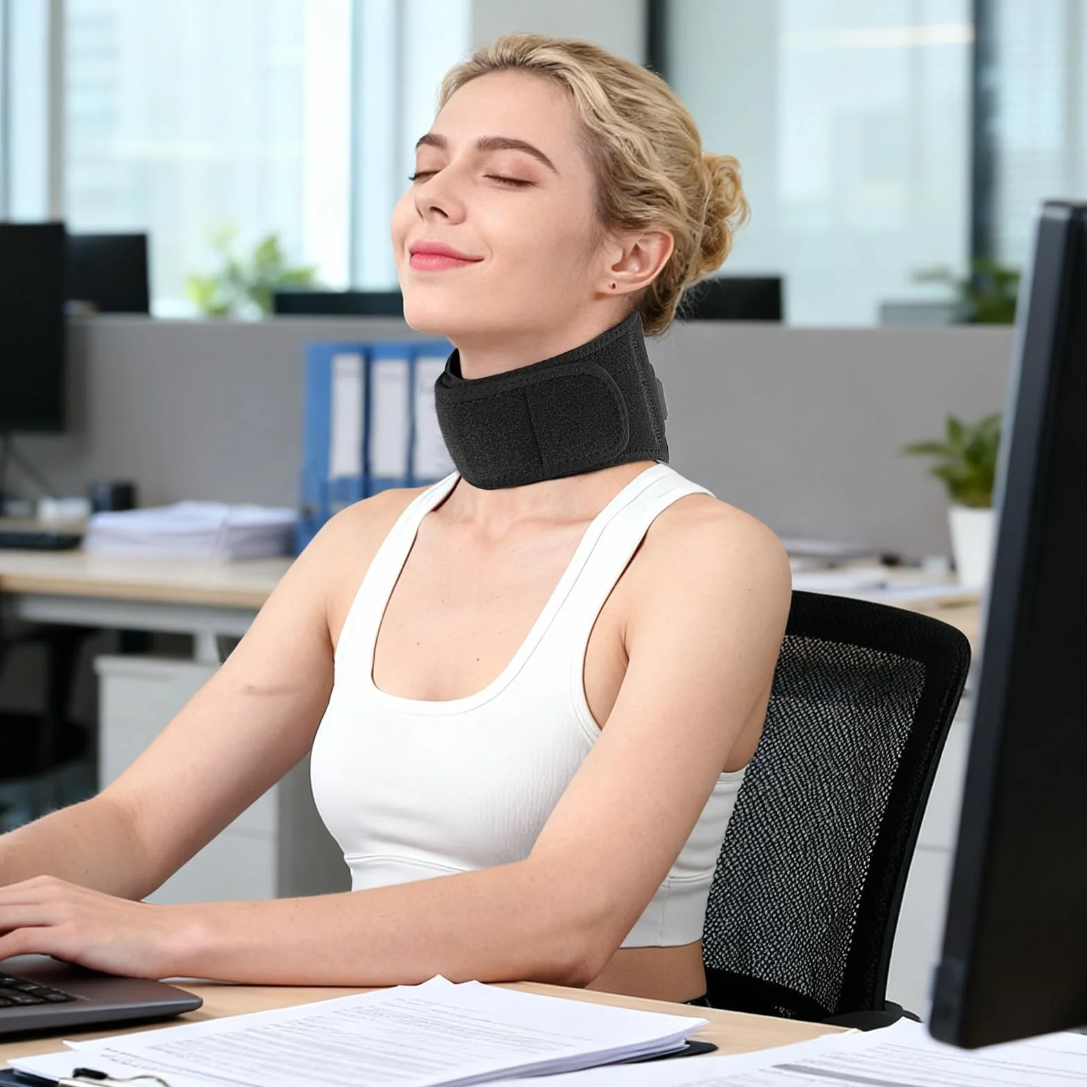Almohadilla Térmica Para Cuello - Calentador Con 3 Ajustes De Temperatura Y Correa Ajustable