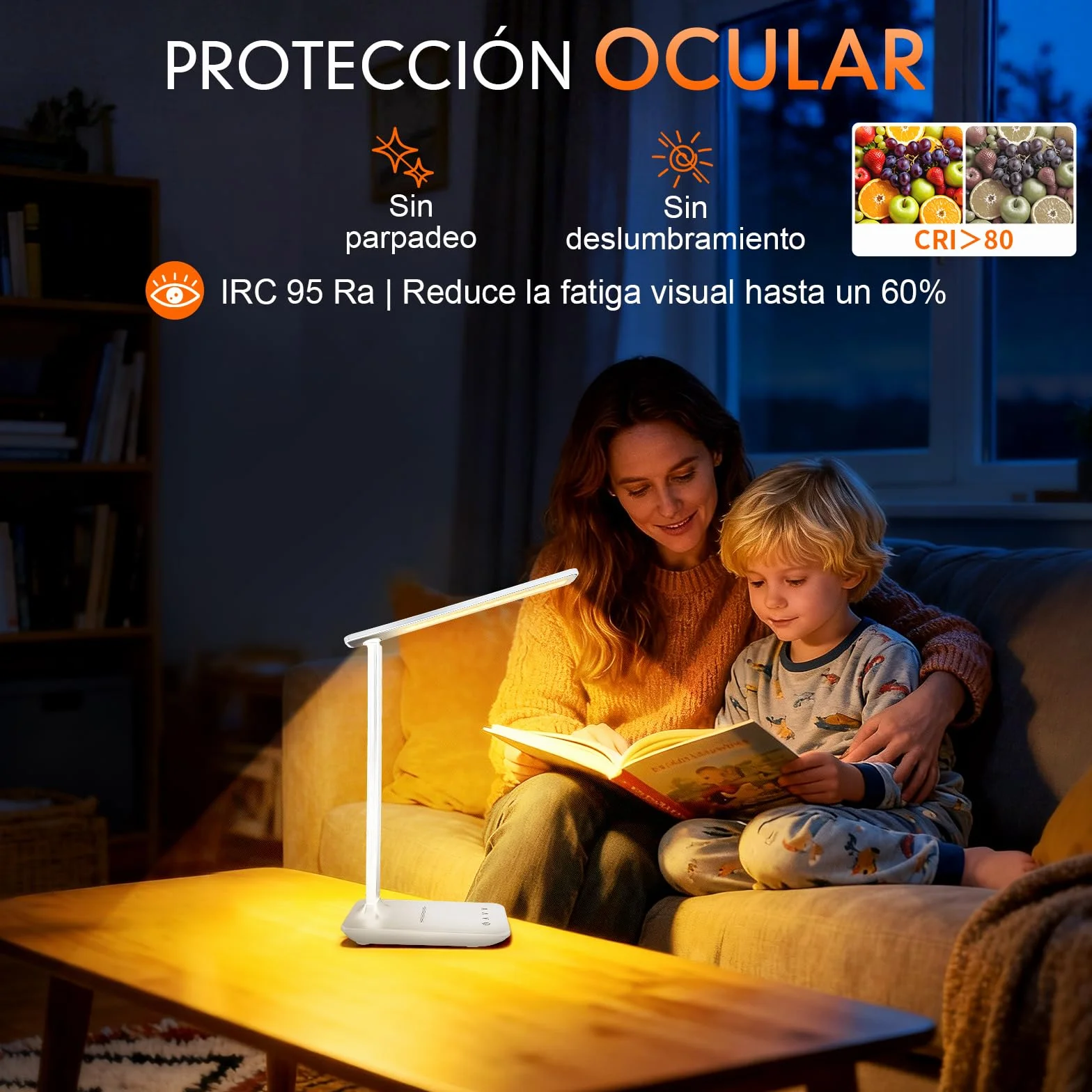 Karidi Lámpara de Escritorio LED Recargable 4000mAh 45 LEDs Protección Ocular 5 Modos Color 5 Niveles Brillo Control Táctil USB-C Plegable