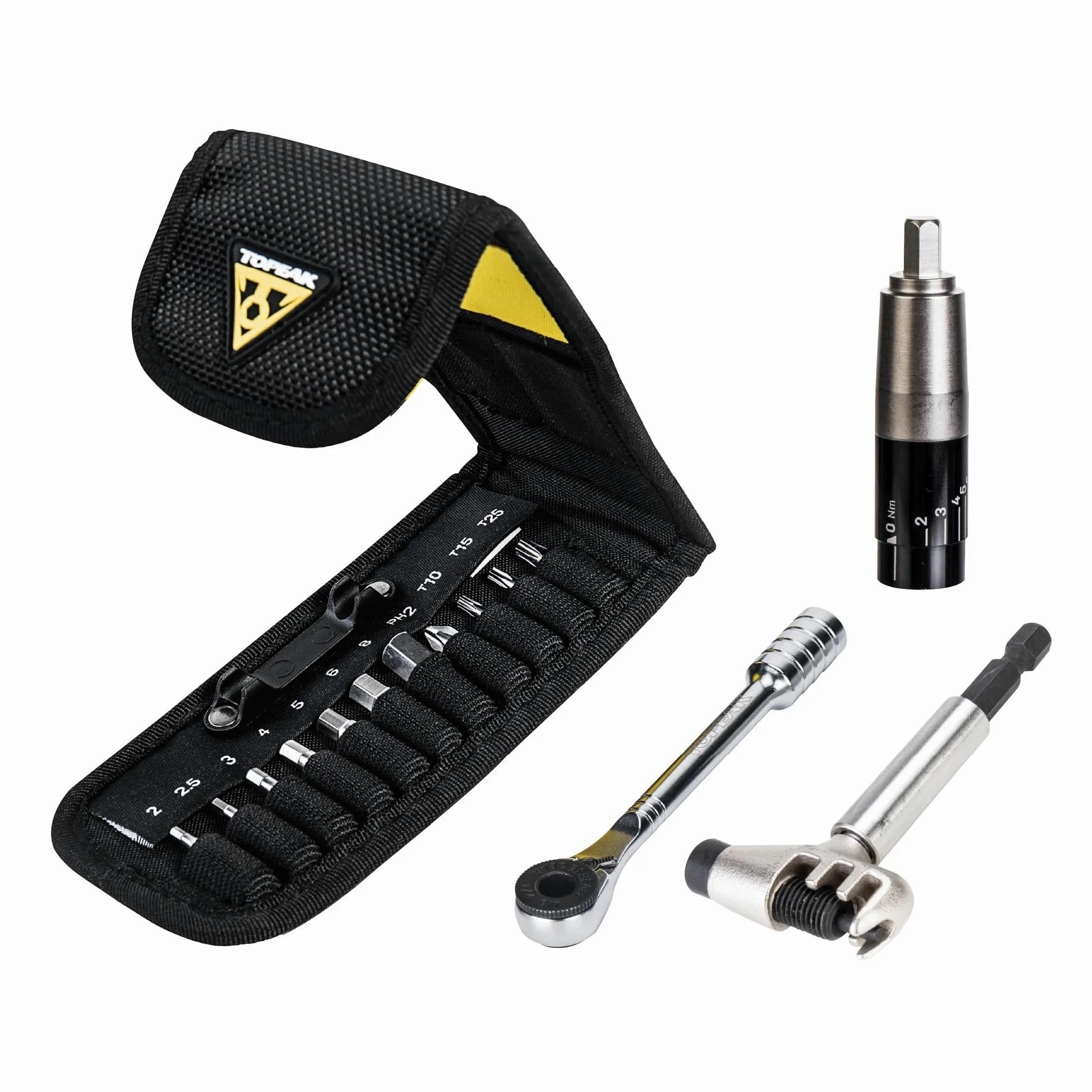 Topeak Ratchet Rocket Lite NTX + negro, caja abierta de tamaño único | Puntas Allen y Torx, destornillador Phillips, herramienta de cadena, portapuntas magnético y estuche