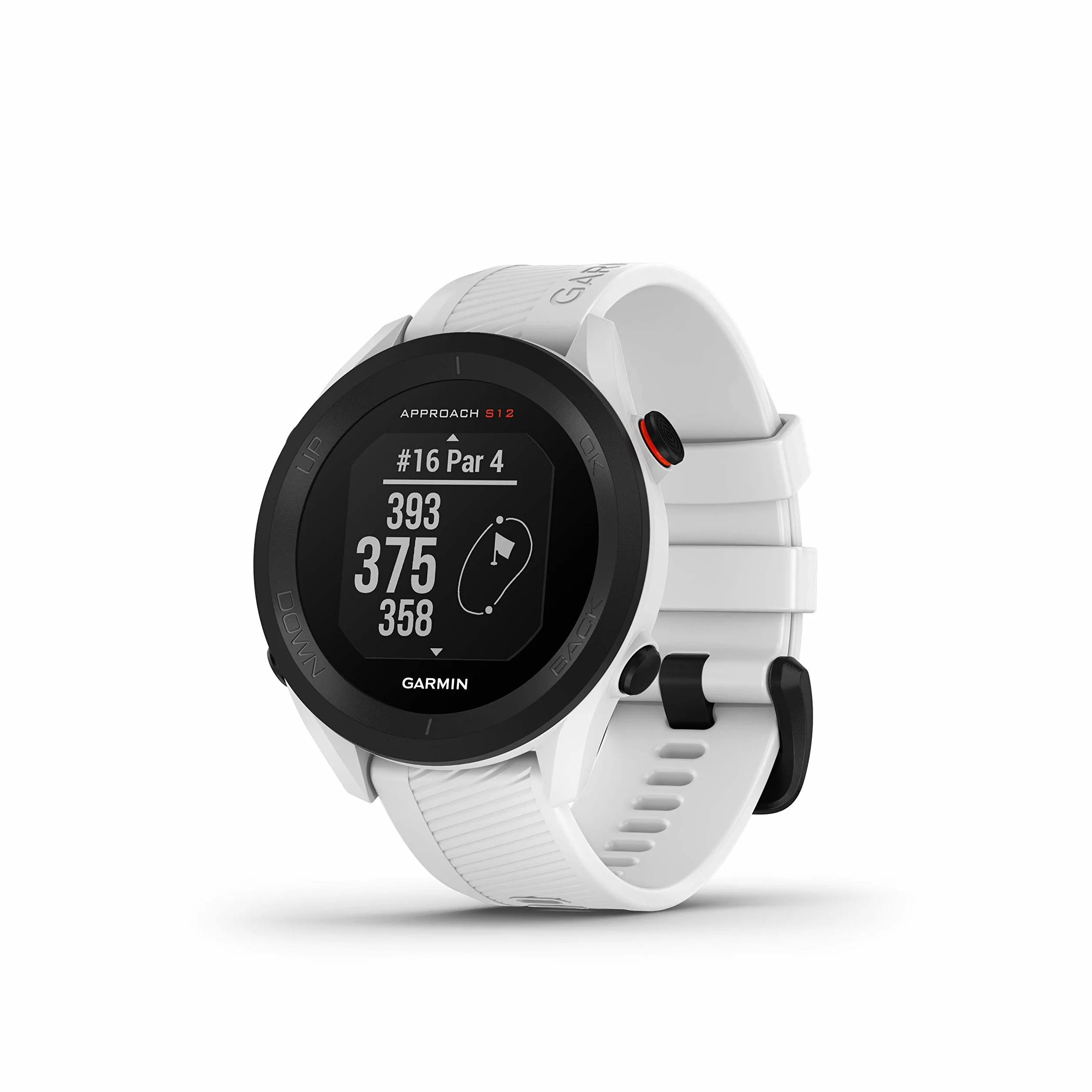 Garmin Approach S12, Reloj para Golf, Campos mundiales preinstalados, Bluetooth y Resistente al Agua, Blanco (Reacondicionado)