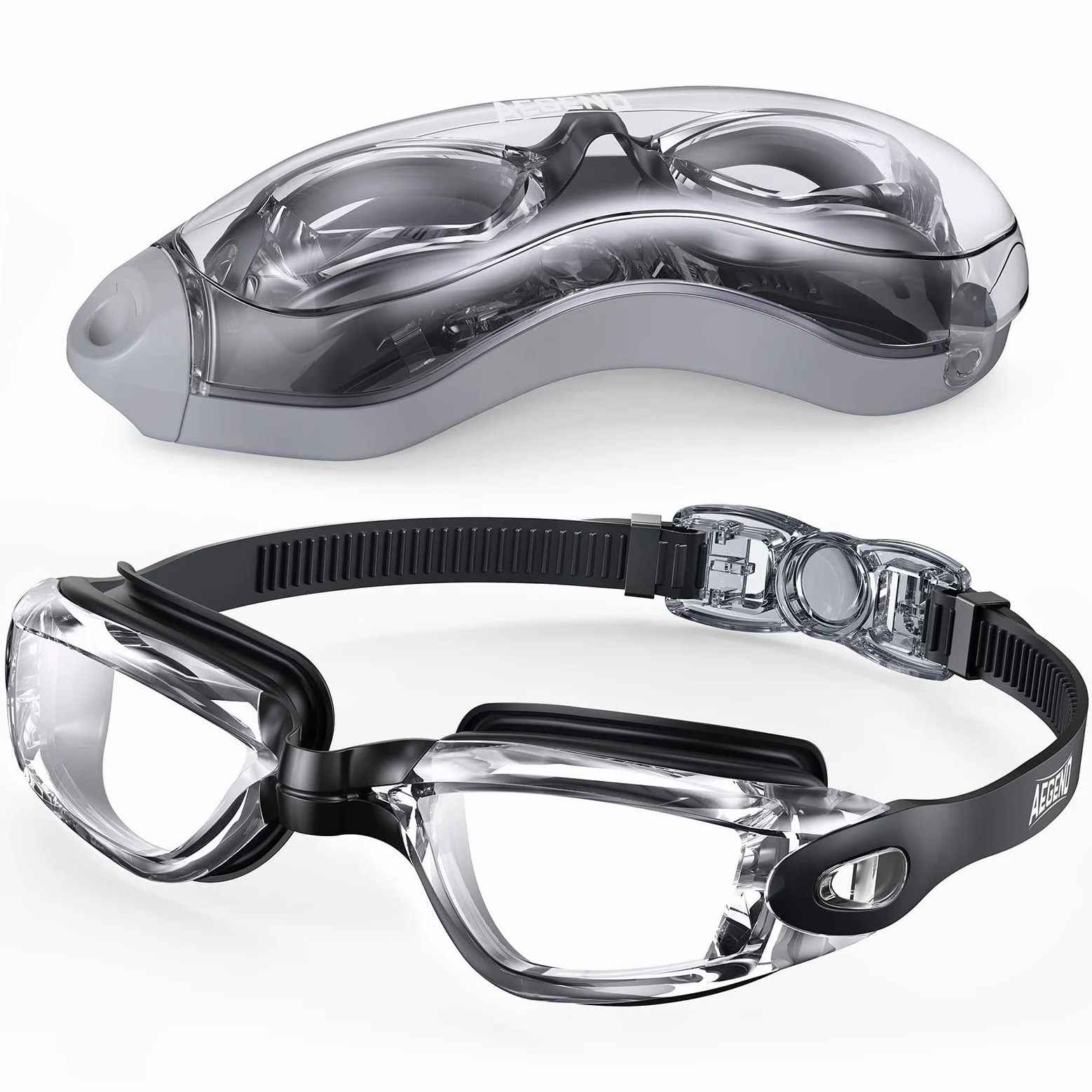 Aegend Gafas de natación, sin fugas, protección completa, adultos, hombres, mujeres y jóvenes..