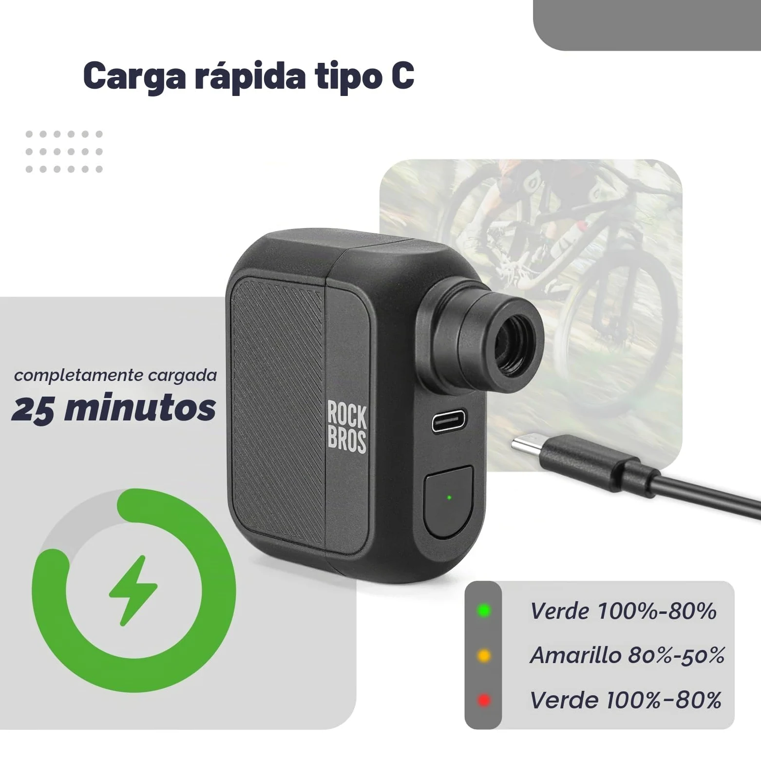 ROCKBROS Mini Bomba de Aire Eléctrica 120PSI Inflador Portátil para Rueda con Válvula Presta Schrader Bomba Eléctrica Bicicleta para Bicicletas de Montaña Carretera