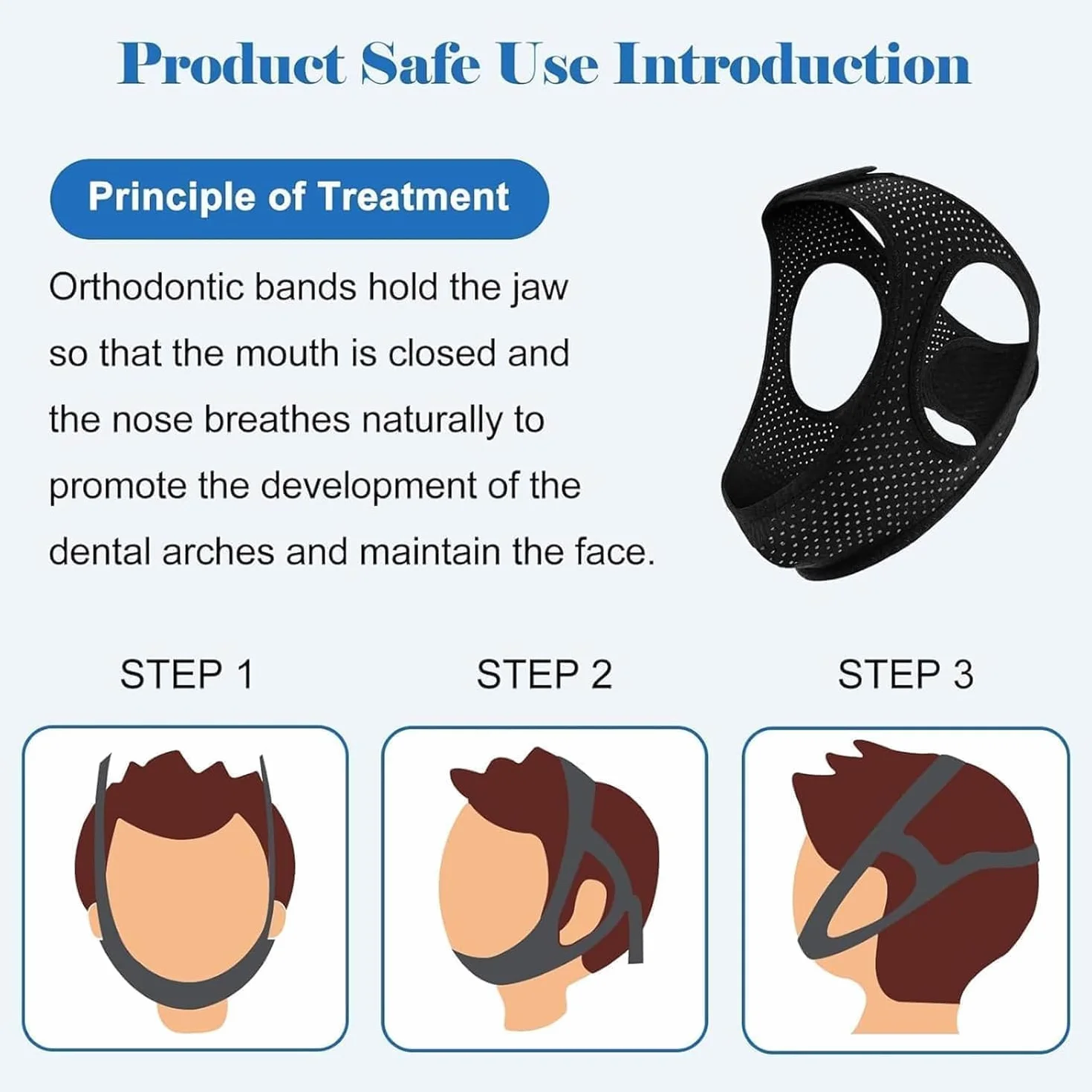 Dispositivo Antironquidos Ajustable Transpirable Suave para Dormir Mejor - Negro