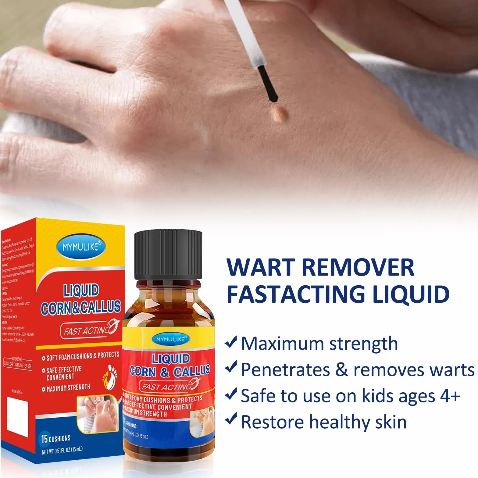 MYMULIKE Wart Remover 15 ml Solución para Callos y Verrugas