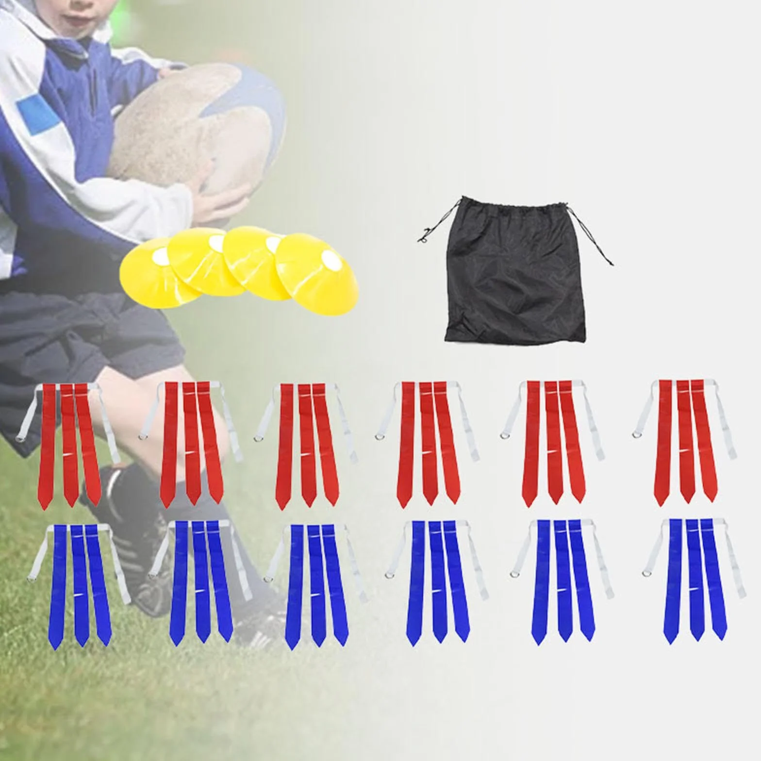Amagogo Cinturones de fútbol con Bandera, cinturón con cordón Negro, cinturón con Bandera de Rugby, Bandera de Cintura para niños, Adultos, Jugadores, Juego