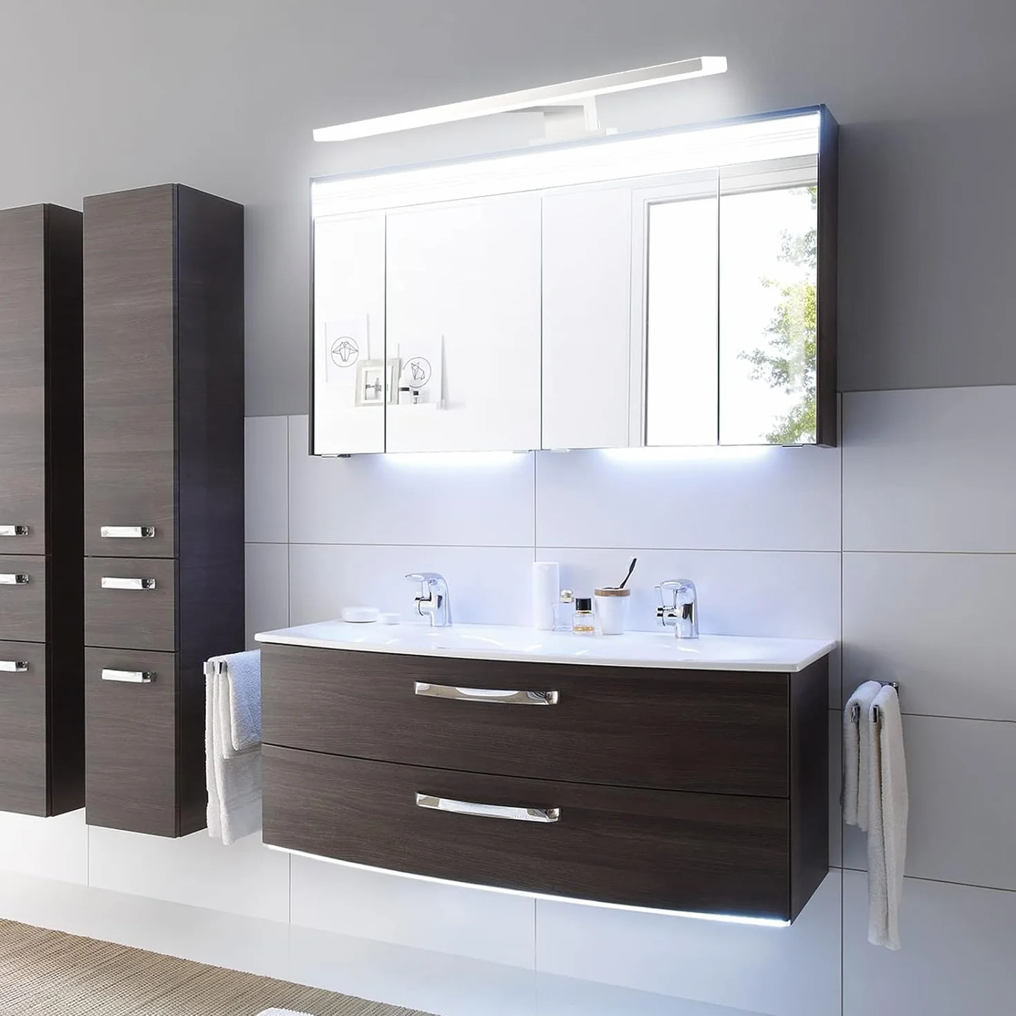 Lámpara de Espejo Baño 40CM con Interruptor 10W 6500K 820LM Blanco Frío a Prueba de Agua 230V Clase II