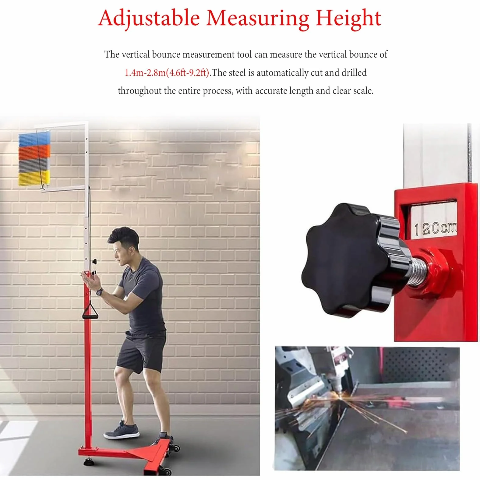 Entrenador de Salto Vertical con Ruedas, Medidor de Salto Vertical, Herramienta de Prueba