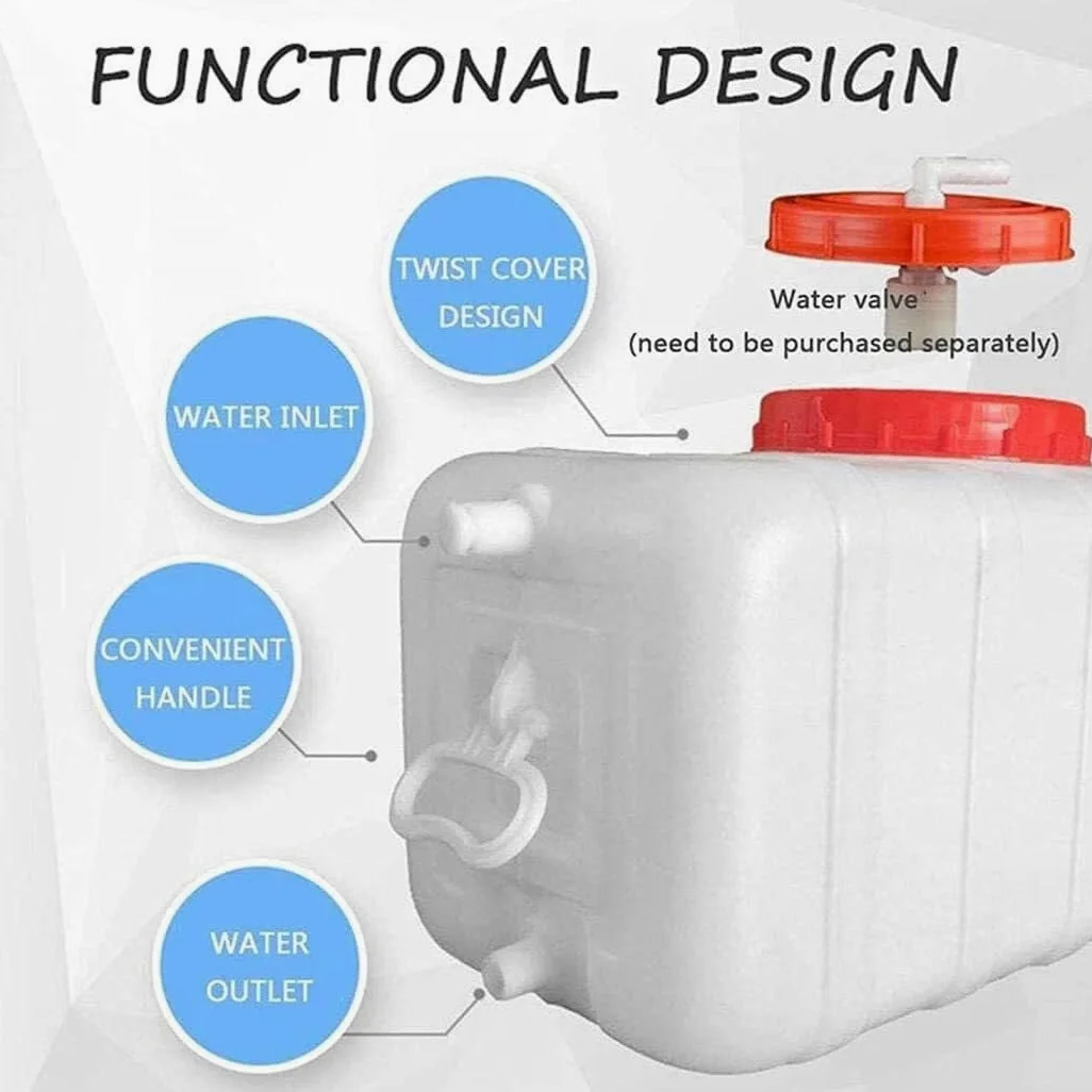 Contenedor de agua con grifo, 25L/50L/100L/150L/200L Contenedores de almacenamiento de plástico al aire libre Camping Caravana Carrier Fluid Jerry Can