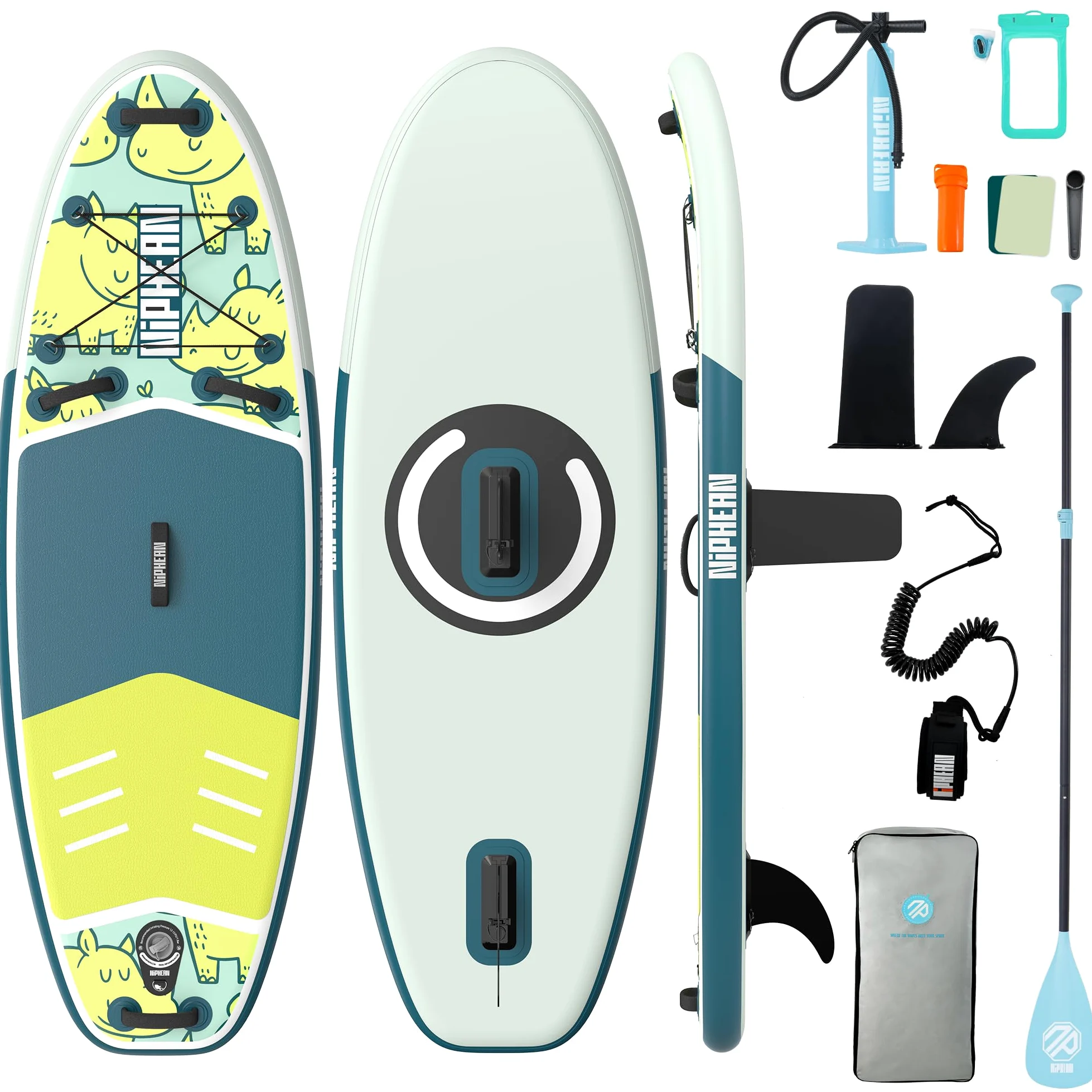 Niphean (Extra Grande) Tabla Paddle Surf Hinchable para 2+1 Personas/Familia, Paddle Surf con (Apto para Principiantes) Aleta Equilibrada, Funda Waterproof, Sup Board para Adultos, Regalo